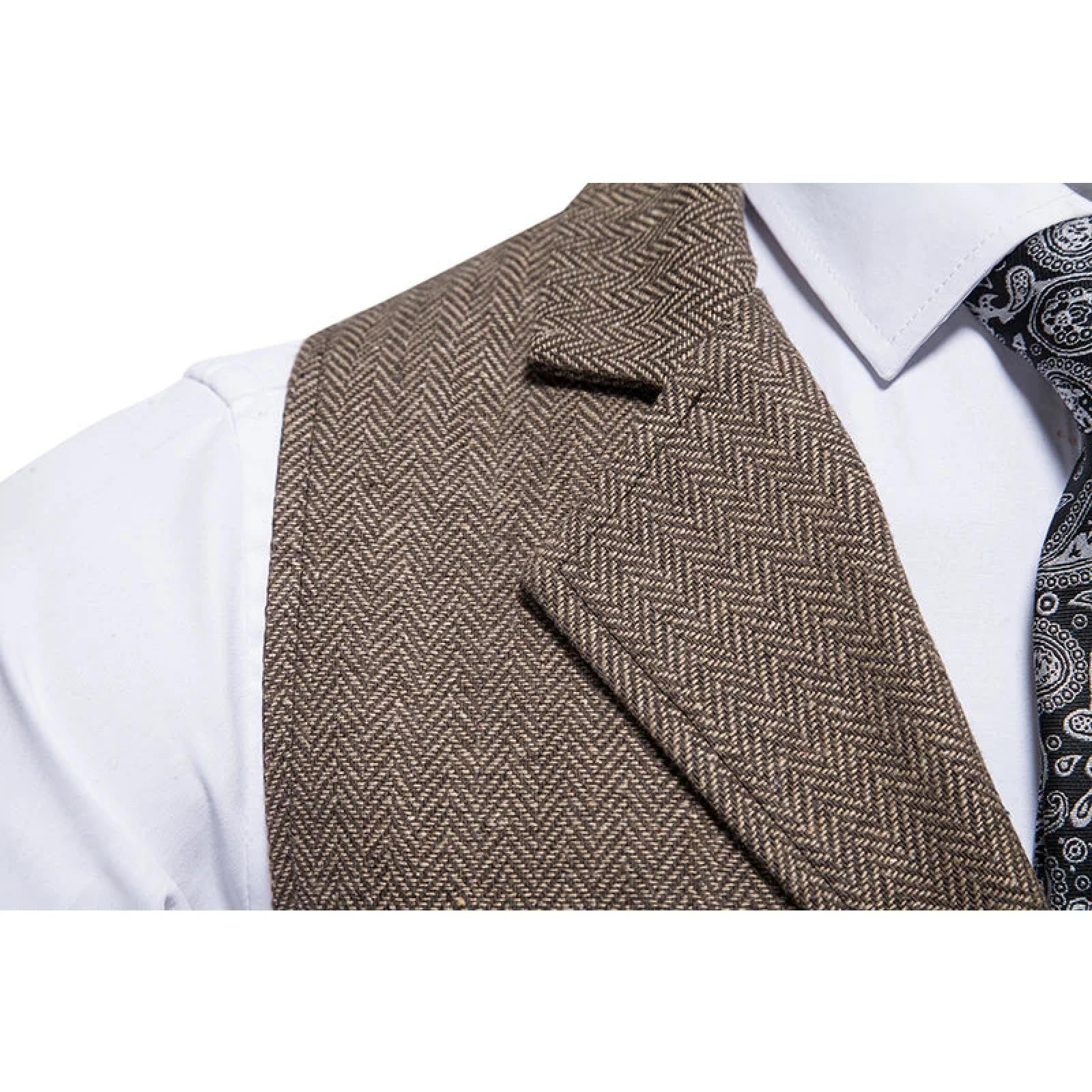 Weste Vest Herren Anzugweste Twill Grobnadel Anzugweste Vintage Einreihige Weste Tasche Anzugweste Weste