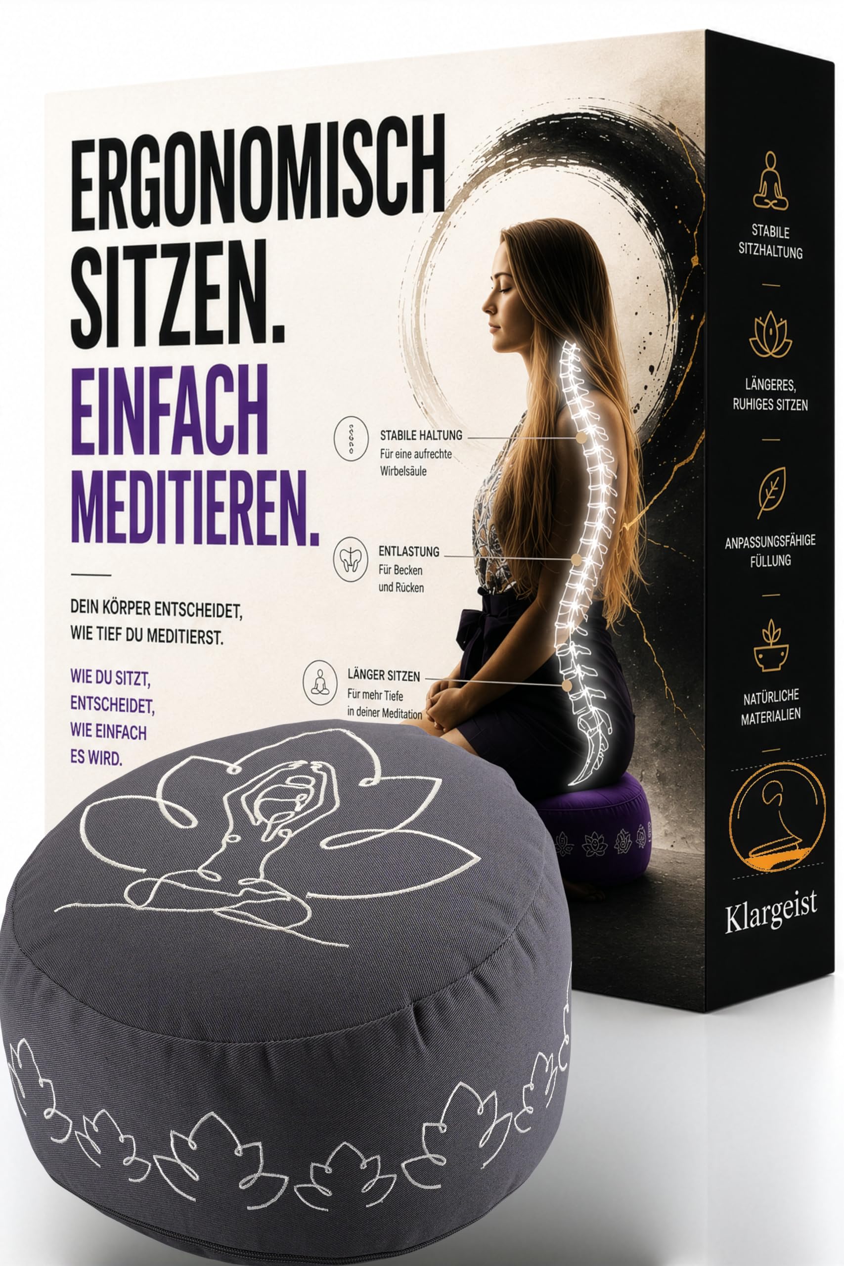 KlarGeist Zafu - Meditationskissen | Yoga Kissen | LM-An