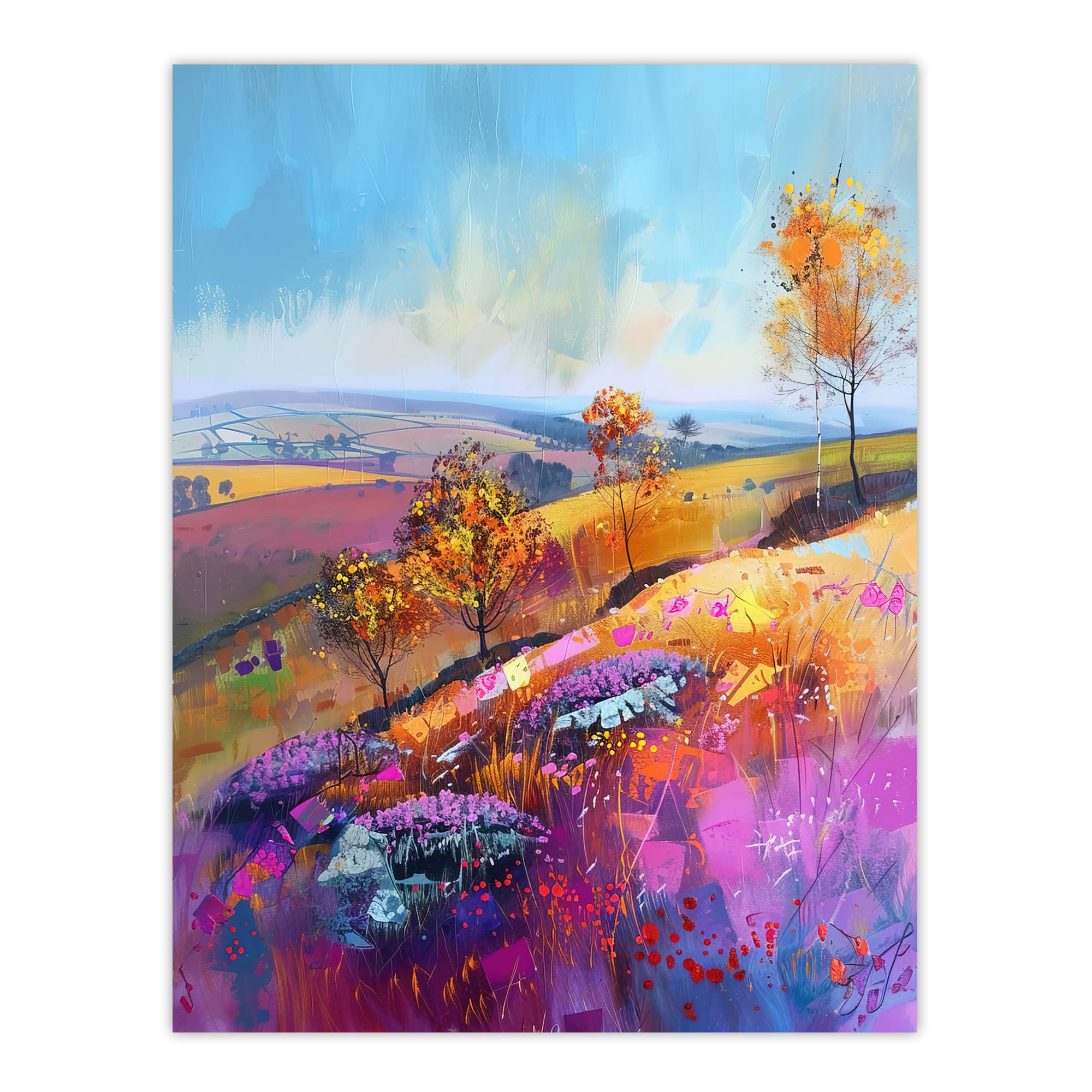 Artery8 - Landscape Wall Art Print - Colourful Autumn Otley Chevin Yorkshire - W18" x H24"
