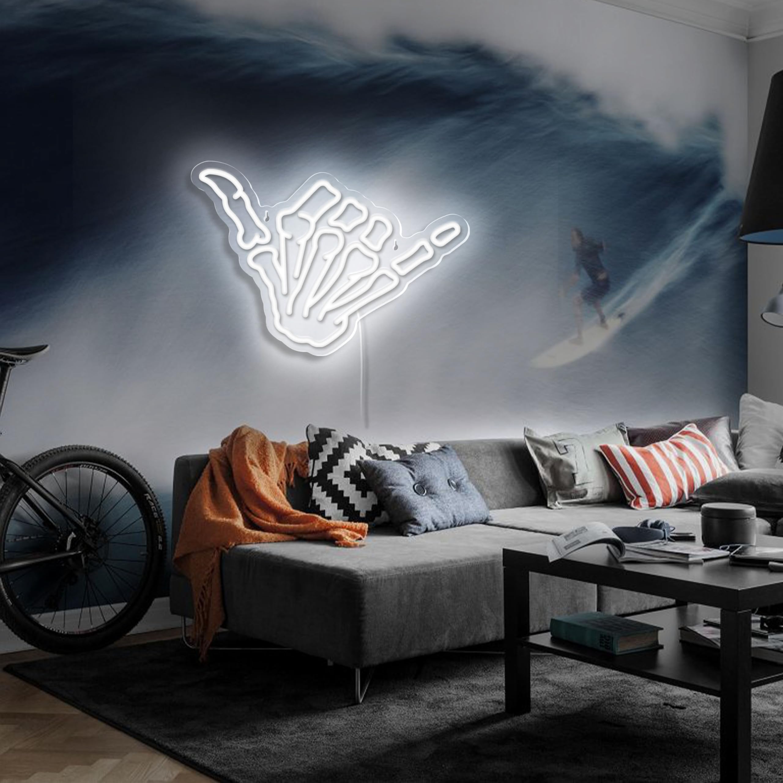 Aloha Hand Neon Sign,Shaka Gesture Skeleton Hand Led Neon Sign