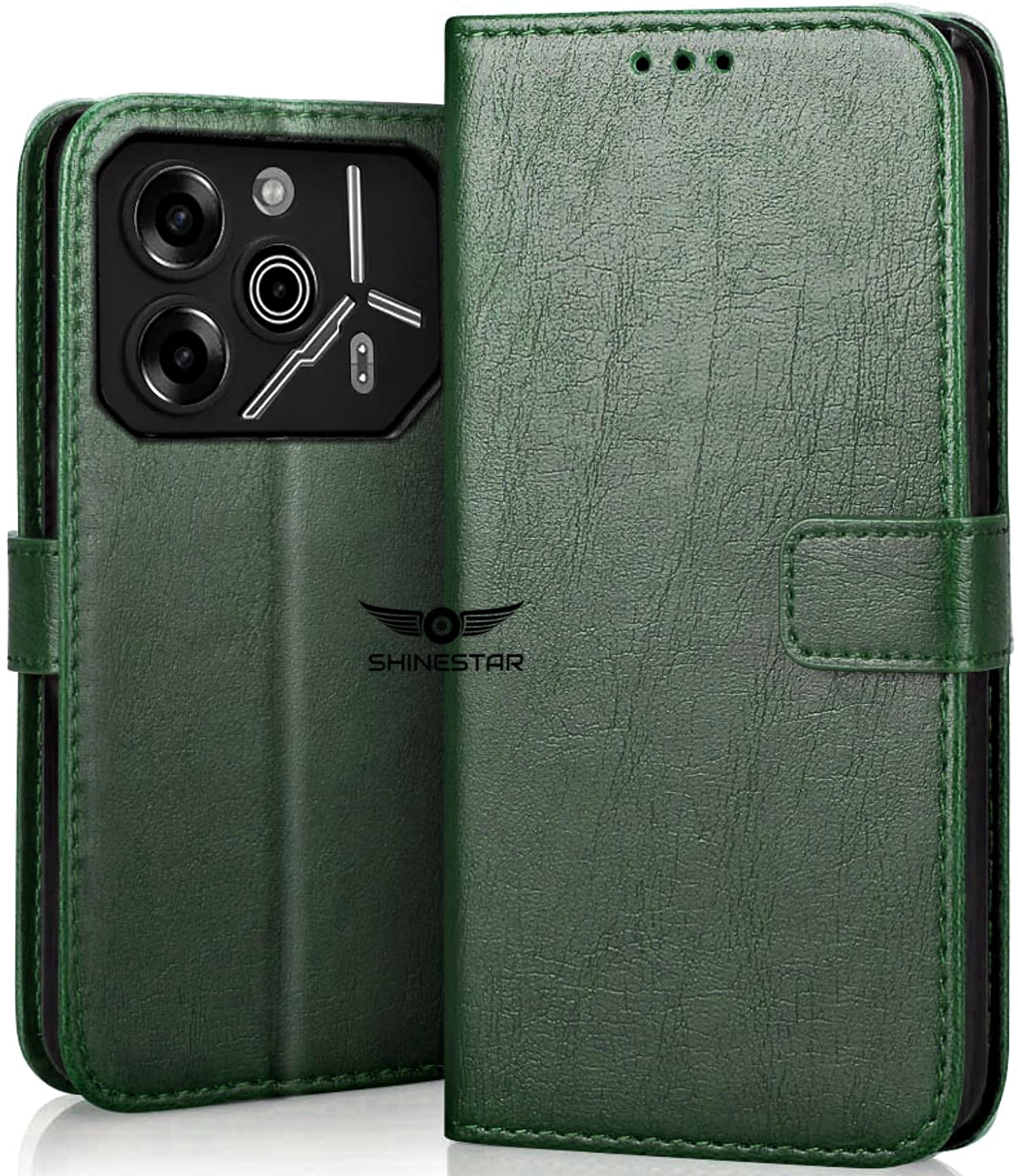 SHINESTAR Tecno Pova 6 Pro 5G Flip Back Cover | PU Leather Flip Cover Wallet Case with TPU Silicone Case Back Cover for Tecno Pova 6 Pro 5G - Unique Green (B0D1LMFSN5) Amazon Price History, Amazon Price Tracker