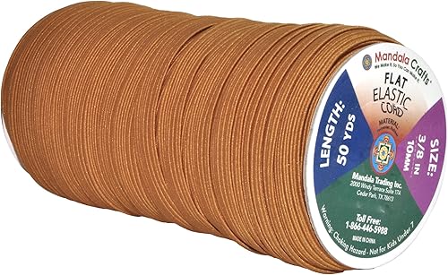 Vista 249 de Mandala Crafts - Rollo de cordón elástico plano para costura y manualidades Beige