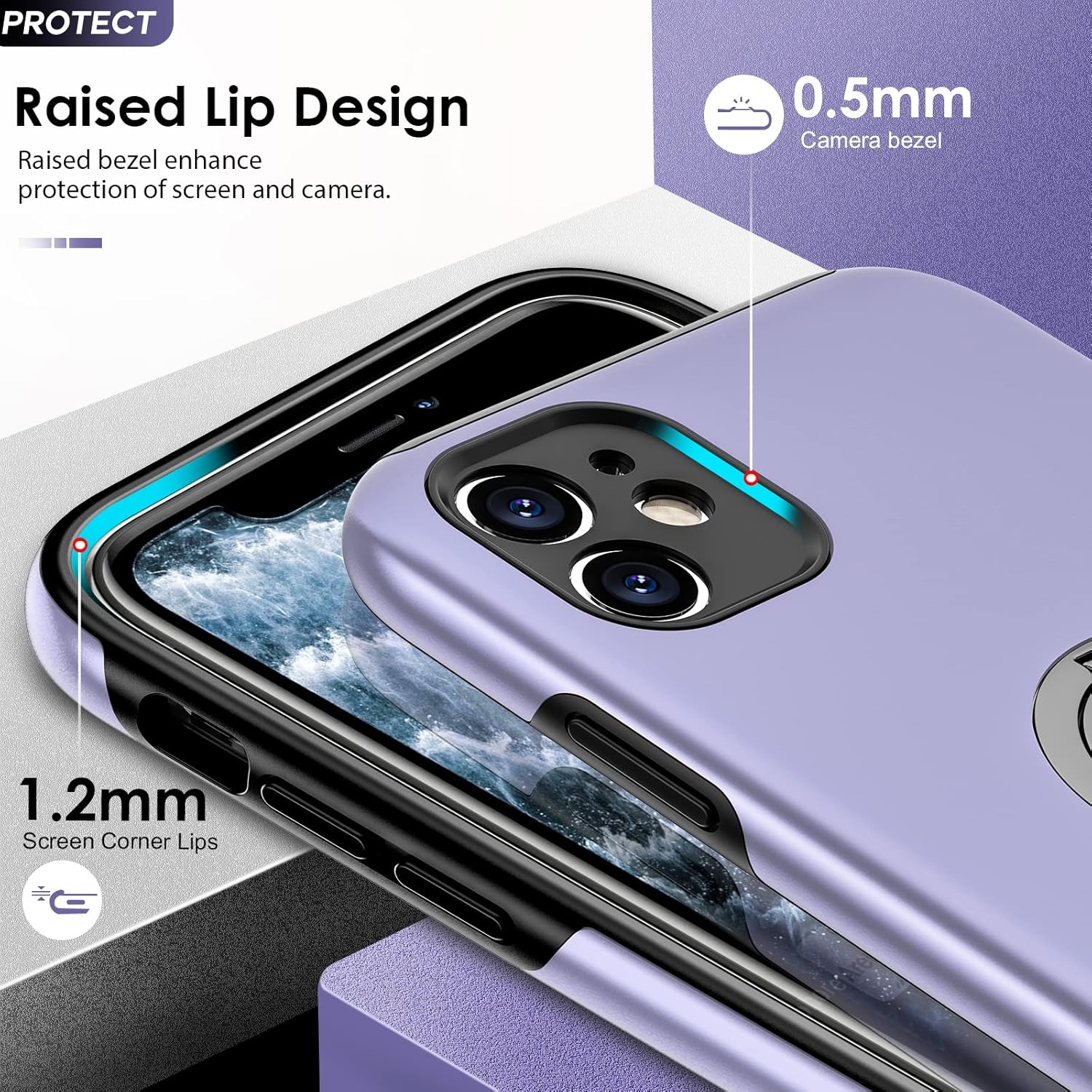LeYi for iPhone 11 Case : and 2 Tempered Glass Screen Protector, with 360 Ring Holder Stand Magnetic Shockproof Heavy Duty Protective Phone Cover for i Phone 11 Purple 4 81FqV3j3ipL. AC SL1500