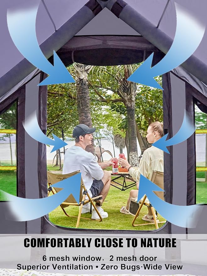 Tienda de campaña inflable para acampar, fácil de montar con bomba manual, impermeable PVC, para familia miniatura 4