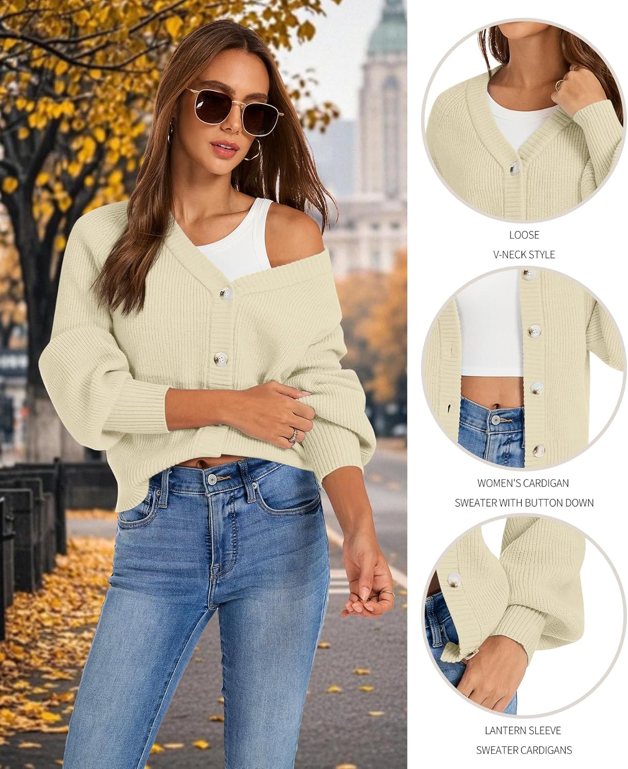 Womens Open Front Cardigan Sweaters 2025 Fall Long Sleeve Button Down Chunky Knit Casual Outerwear Coats - Image 2