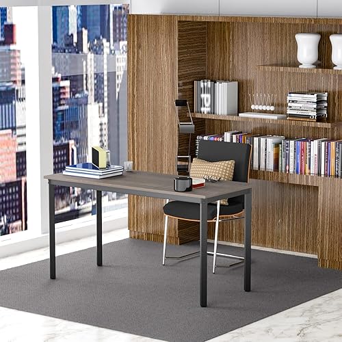 Miniatura 6 de Escritorio pequeño para computadora de 39.37 pulgadas, escritorio de madera, escritorio de oficina en casa con patas de metal para estudiantes,