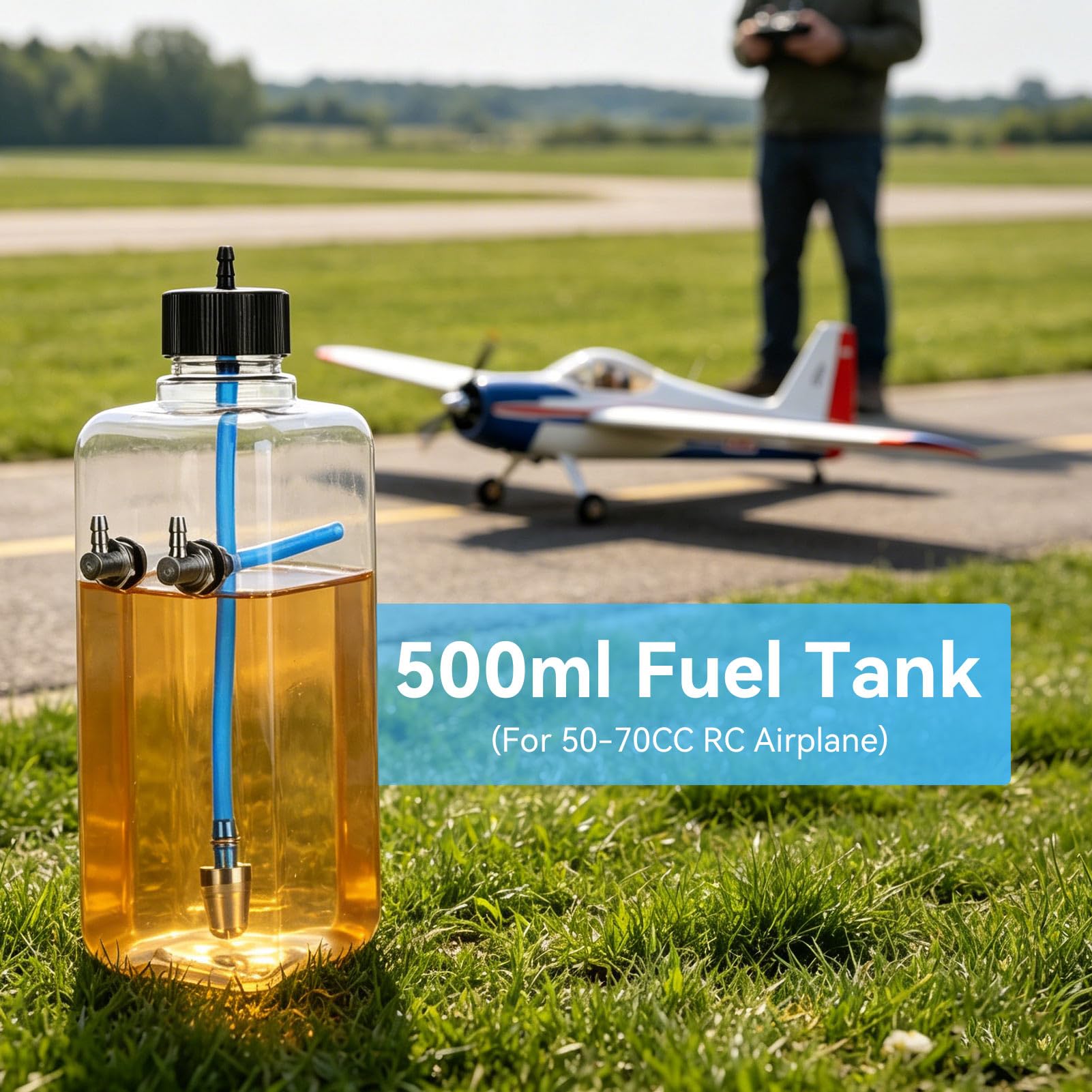 Réservoir de Carburant RC, Réservoir D'essence en Plastique Transparent pour Moteur Réservoir de Carburant pour Moteur RC Bouteille de Carburant Transparente RC pour Avion RC (500ML)
