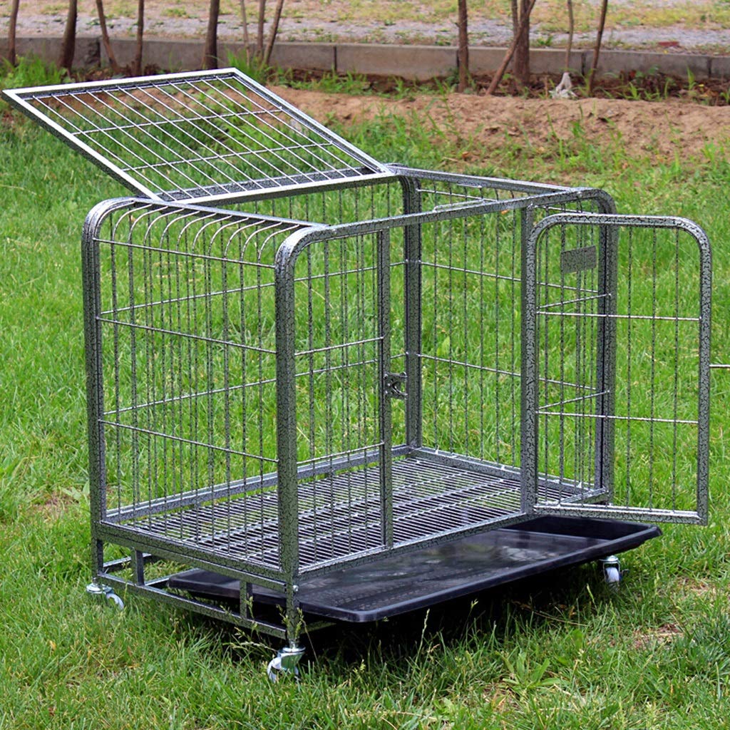 Gabbia per cani Gabbia per cani color argento Gabbia per cani Cuccia per cani Recinto per cuccioli per animali domestici Gabbia per cani da viaggio pieghevole in filo metallico esterno con divisore Ga