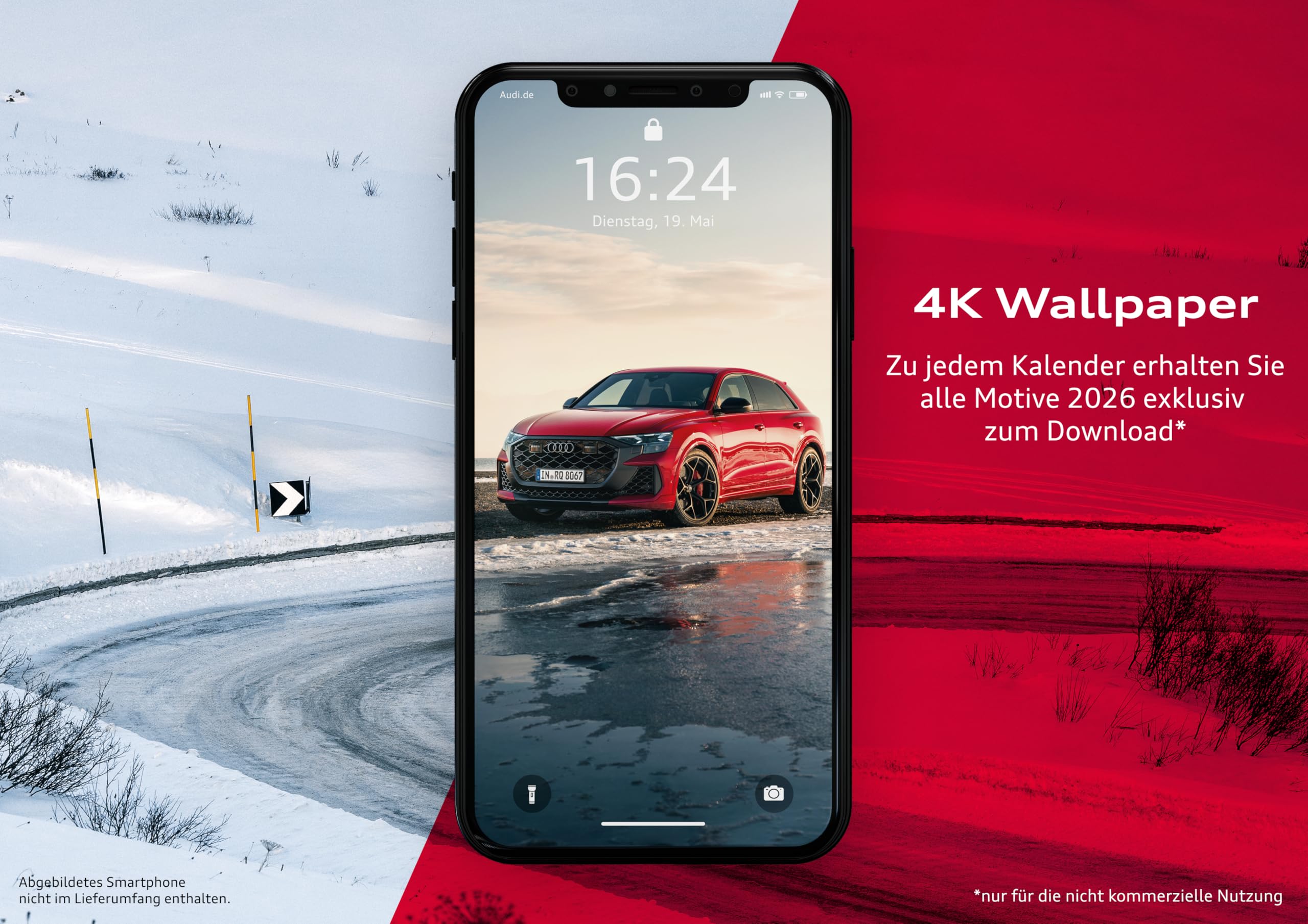 Audi Kalender 2026 DIN A2 60x42cm // Officially licensed by AUDI AG // TTRS RS3 RS4 RS5 RS6 RS7 R8 RSQ8 etron/Audi Sport/Premium Auto Wandkalender