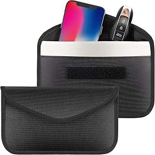 Paquete de 2 bolsas Faraday para llaves de automóvil y teléfono celular, funda para llaves bloqueadora de señal, protección antirrobo para automóviles, bloquea señal WiFi, GSM, LTE, NFC