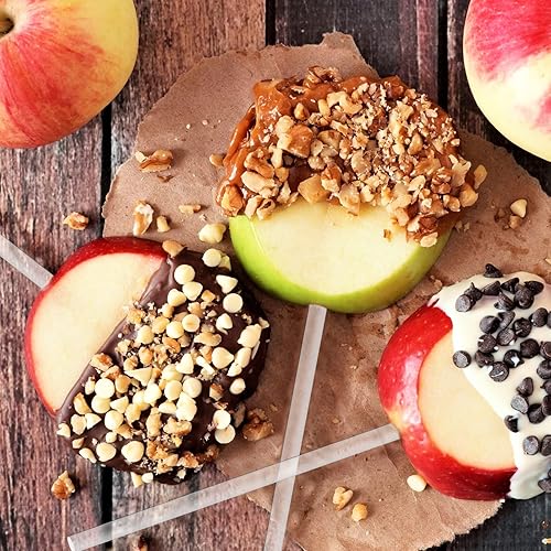 Miniatura 3 de Kamehame 30 palitos acrílicos de manzana de caramelo de 6 pulgadas, varillas acrílicas puntiagudas transparentes para pasteles o postres, manzanas