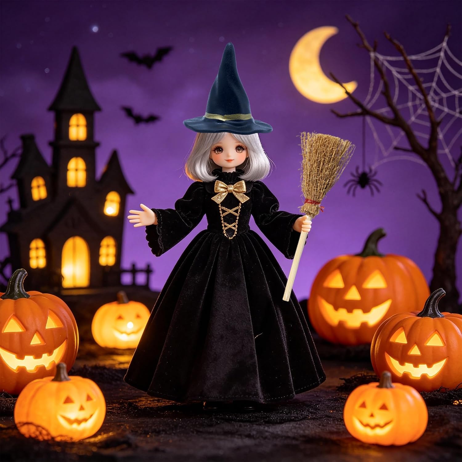 40Pcs Miniature Witch Hat and Straw Broom Set for Halloween, Mini Witches Brooms Witch Hats for Halloween Crafts, Cake Decorations, Wizard Party Favors image 2