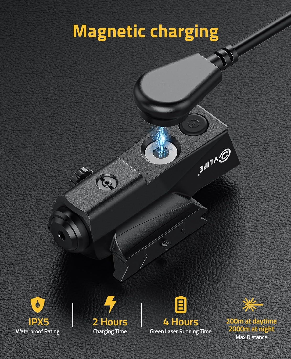 CVLIFE Green Laser Sight Compatible with Picatinny Rail, Laser Sight with Magnetic Rechargeable