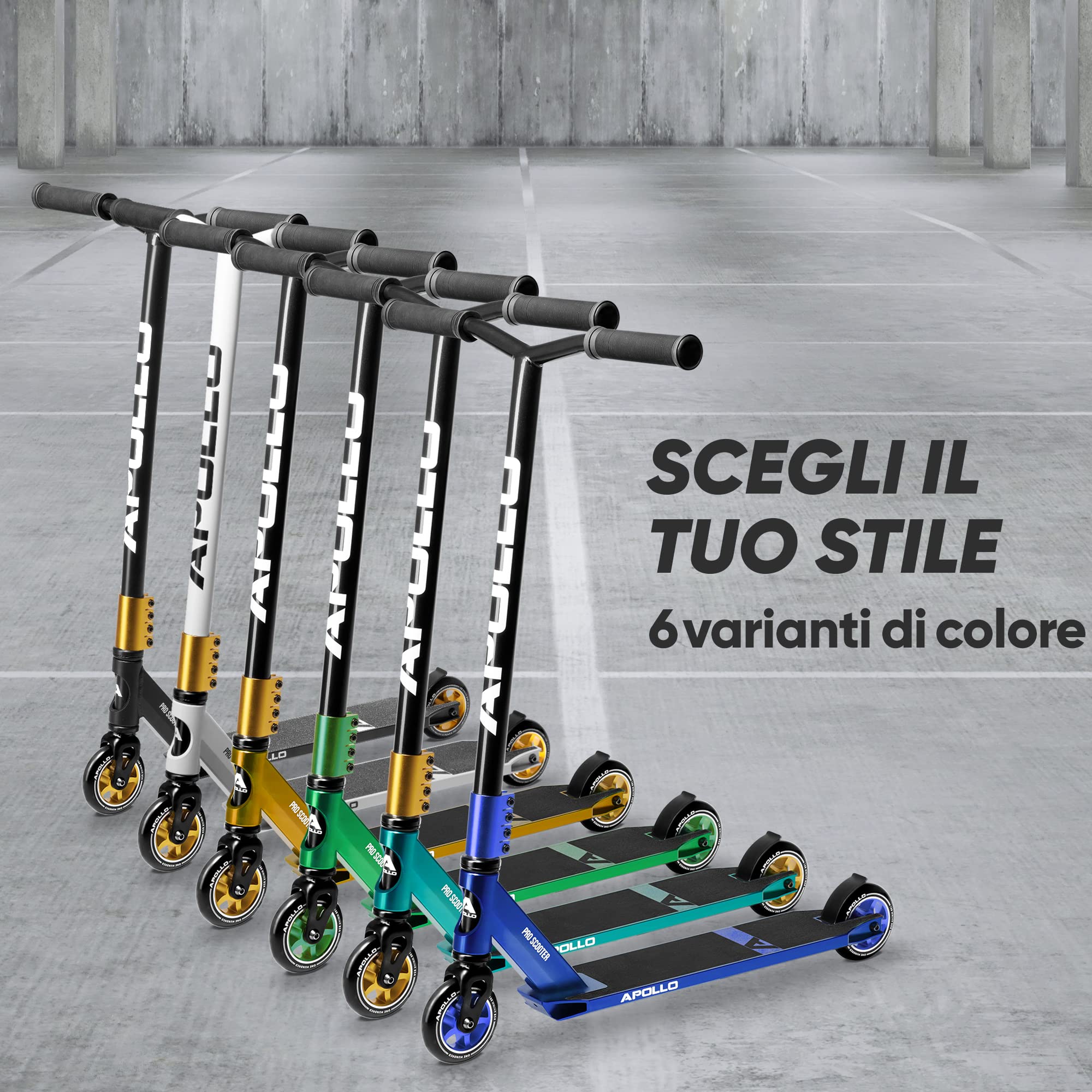 Apollo Monopattino Stunt Scooter Genius PRO | Robusto Monopattino Freestyle con Cuscinetti a Sfera ABEC 9 | Ruote in PU da 100 mm | Monopattino da Trick | Monopattino per Adulti e Bambini