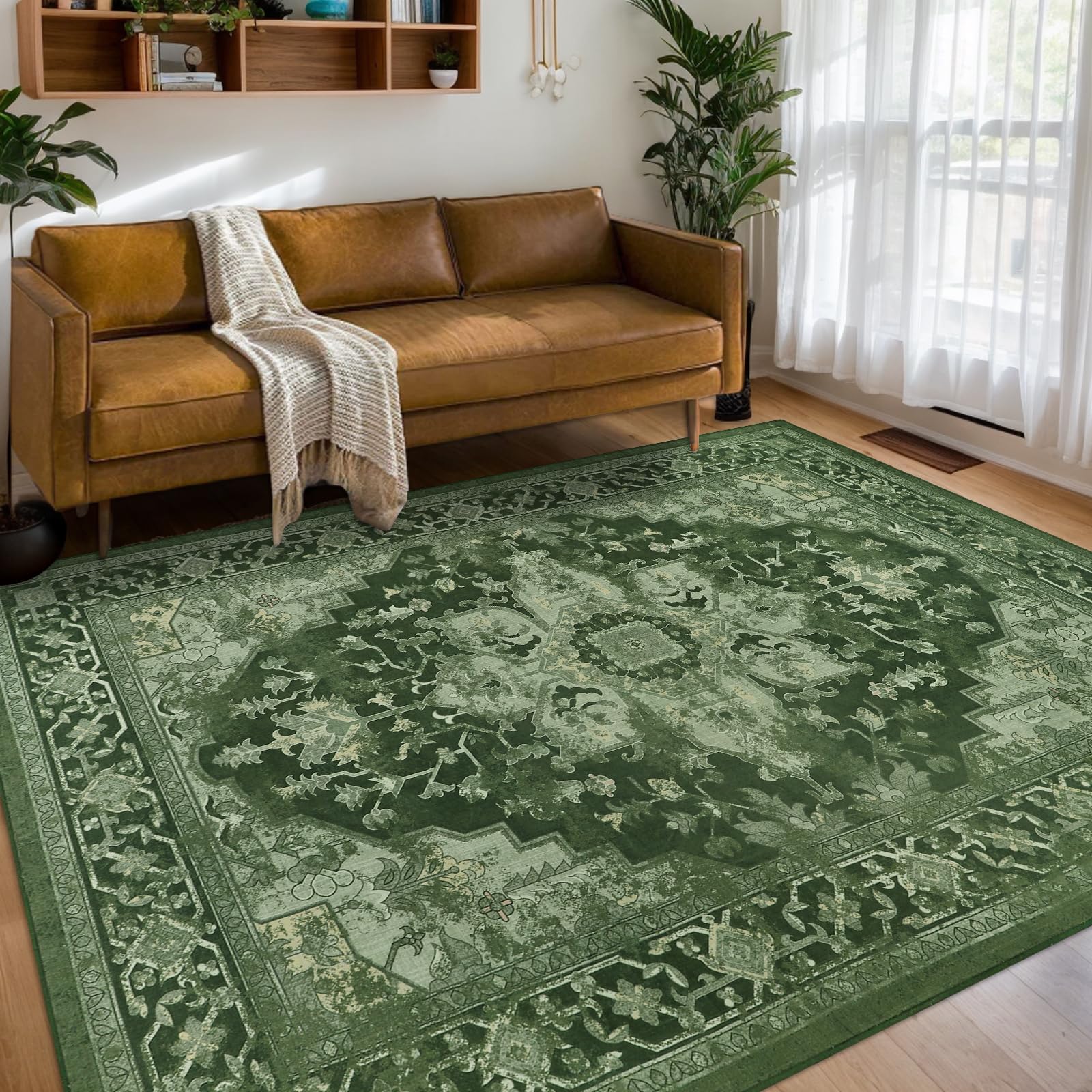 Homcomodar Rugs Living Room 200x300cm Large Washable Rug Vintage Rugs for Bedroom Low Pile Distressed Thin Carpets for Living Room Dining Room Office Kid's Playing Room โ image 1