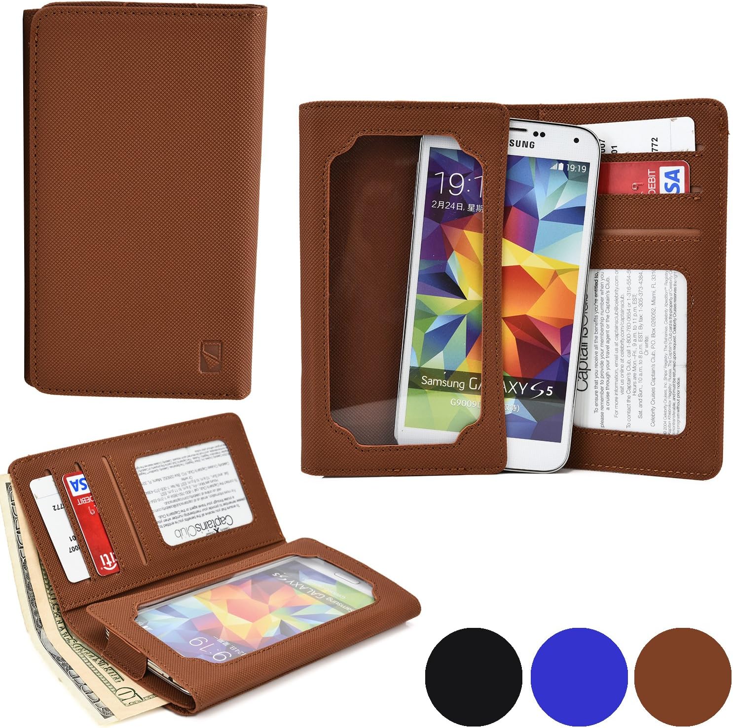 Cooper Infinite Wallet Smartphone Case for Spice Mi-502 Smartflo Pace2 /Mi-502n Pace3 | Canvas Cover, Screen Protector, Card ID Holder (Brown)