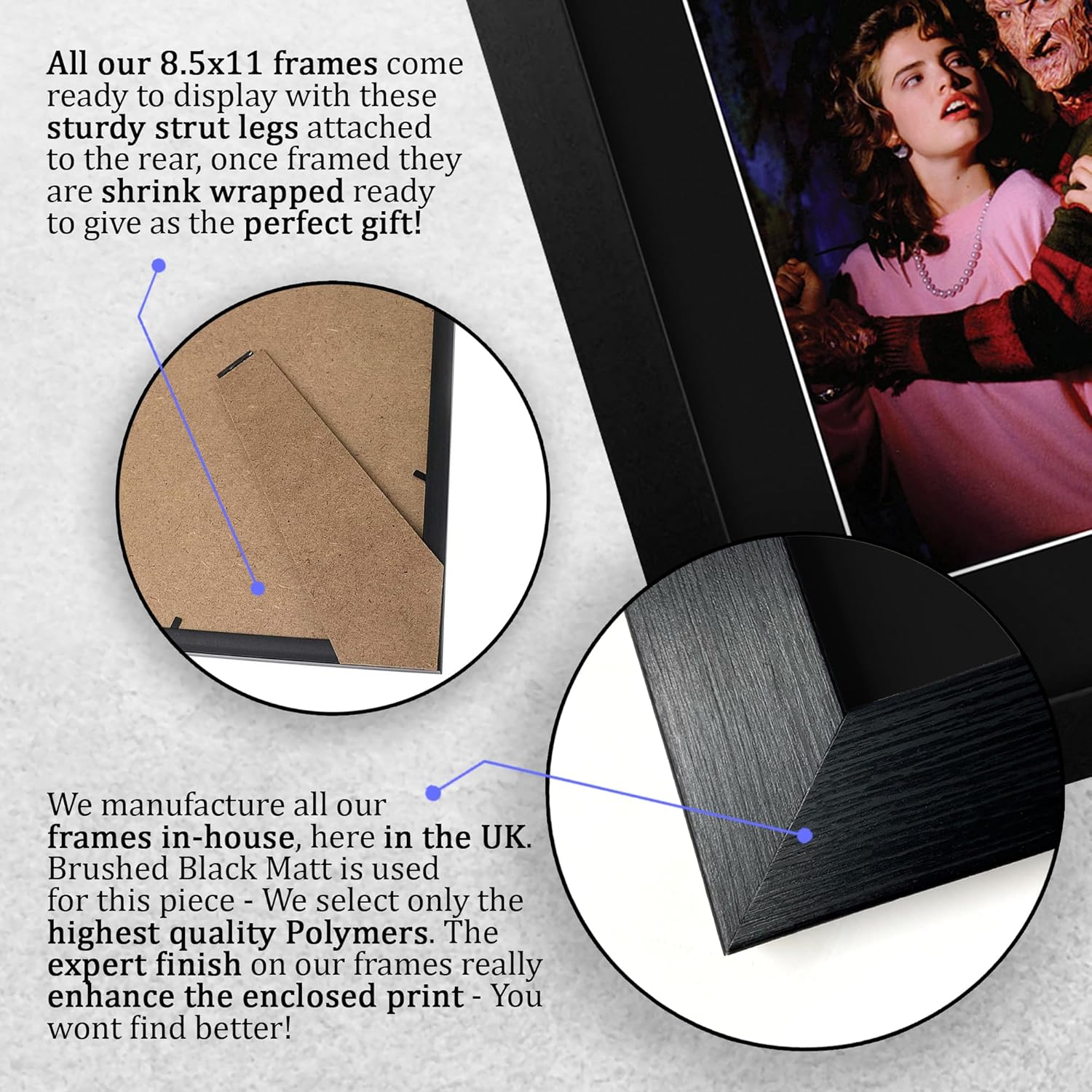 HWC Trading Robert Englund & Heather Langenkamp Freddie Horror Film Framed Gifts Printed Signed Autograph Picture for Movie Memorabilia Fans - US Letter Size