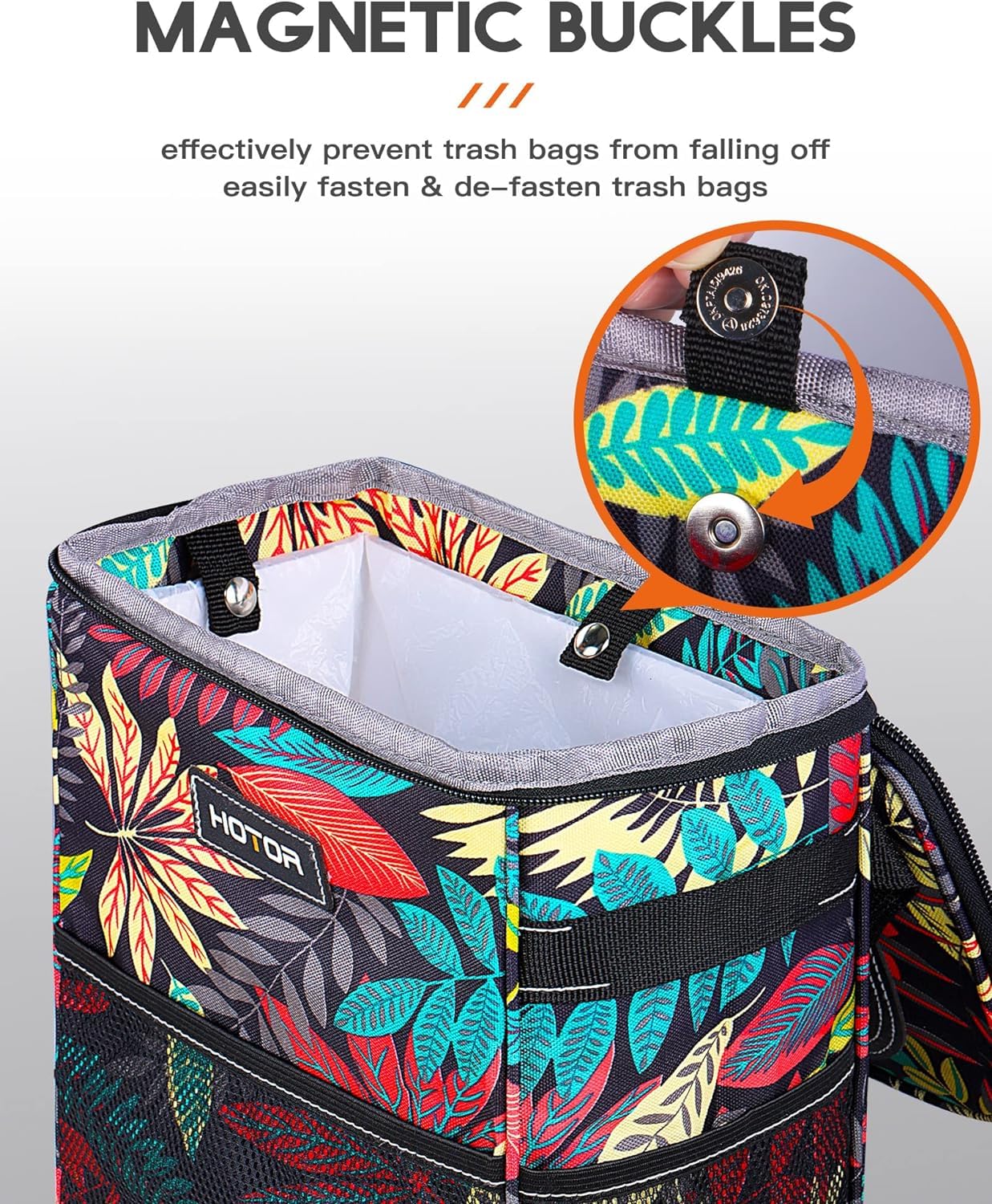 HOTOR Car Trash Can, Leakproof Car Organizer, 2-Gallon, Autumn Leaves view 3