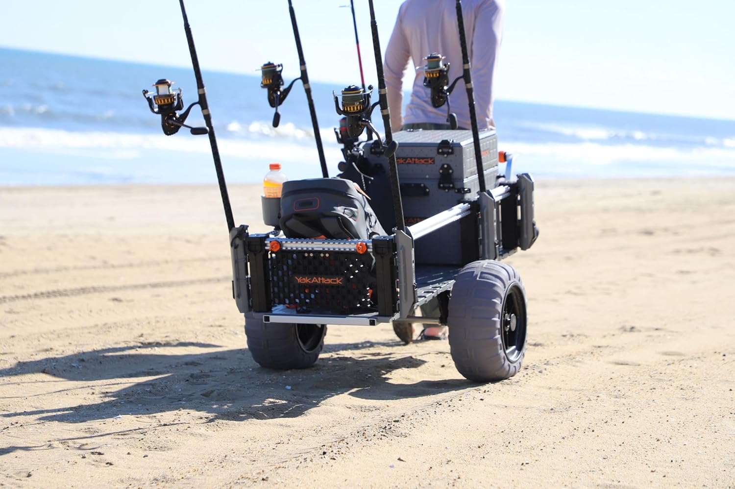 YakAttack SandRig Surf Beach Cart | Heavy-Duty 20” x 54” Gear Hauler with 16” Balloon Tires | Adjustable Design for Fishing, Camping & Beach Trips | High-Capacity, Rust-Resistant Aluminum Frame