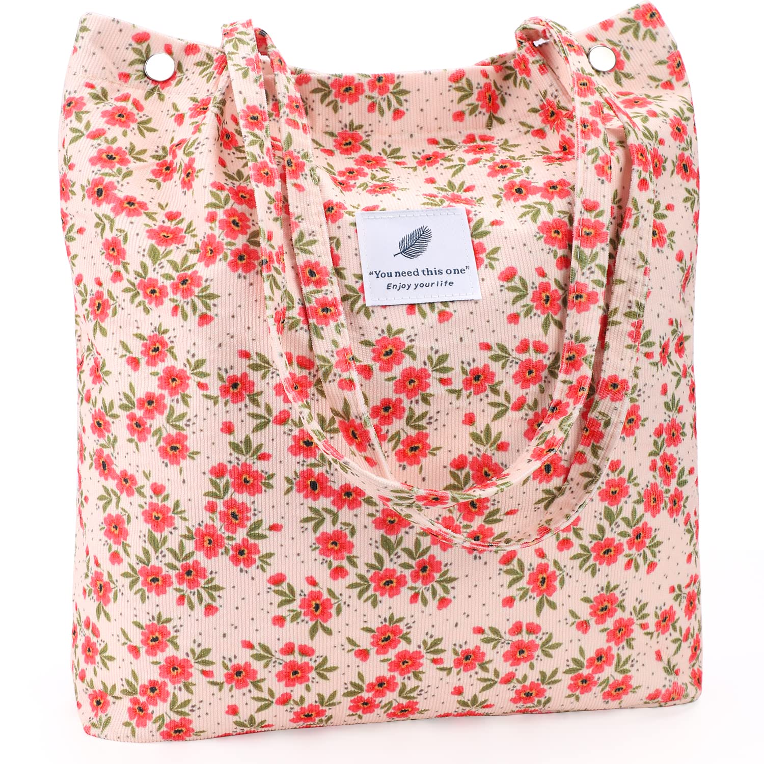 CohpohWomen Tote Bags Grocery Shoulder Bag Corduroy with Inner Pocket for Work Beach Lunch Travel Shopping Shopper Handbags