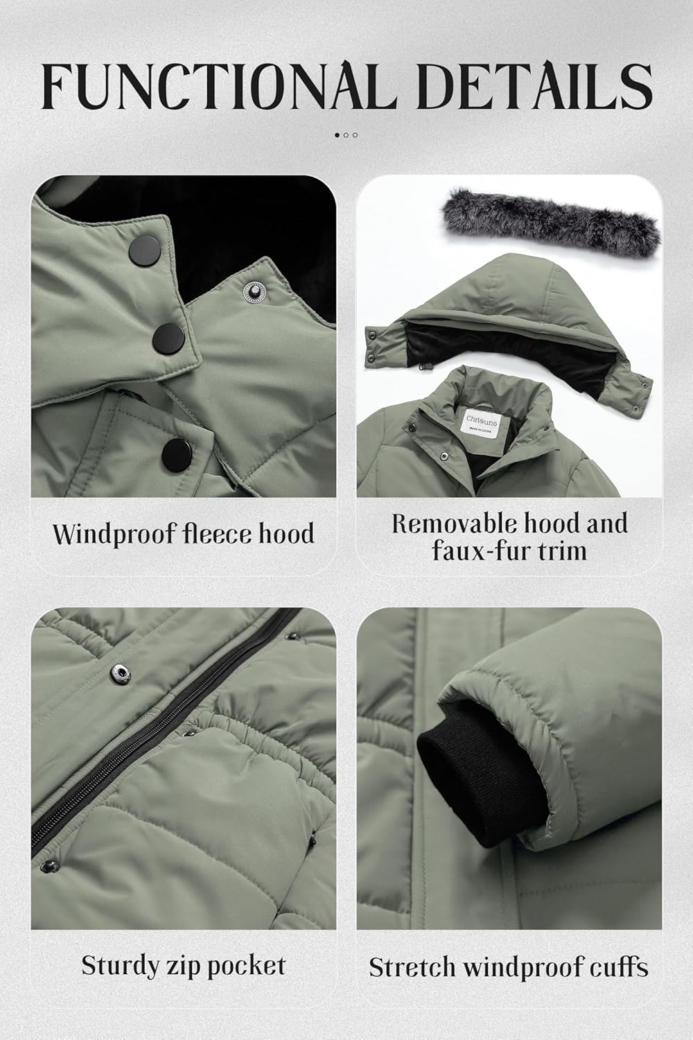 Chrisuno Girl's Long Parka Warm Winter Coat Water Resistant Quilted Puffer Jacket Snow Outwear - Image 6