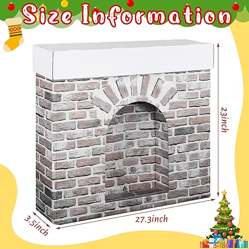 Miniatura 2 de Chimenea de cartón de Navidad 3D de ladrillo blanco artificial rústico para decoración de fondo de fiesta de Navidad, telón de fondo sintético para