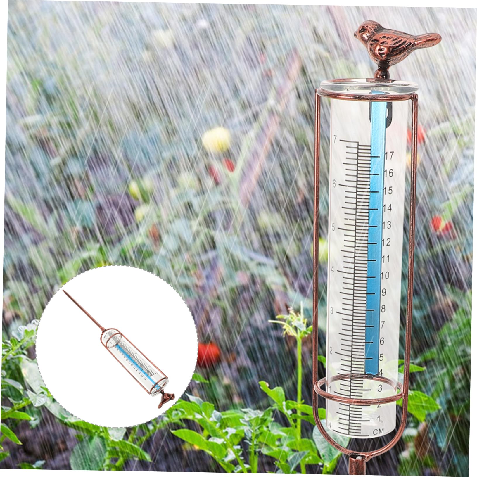 ULTECHNOVO 3pezzi Misuratore Di Pioggia Da Giardino Tubo Di Ricambio Graduato Per Pluviometro Resistente e Stabile Design Per Misurazioni Precise All Aperto Con Guarnizione Rossa