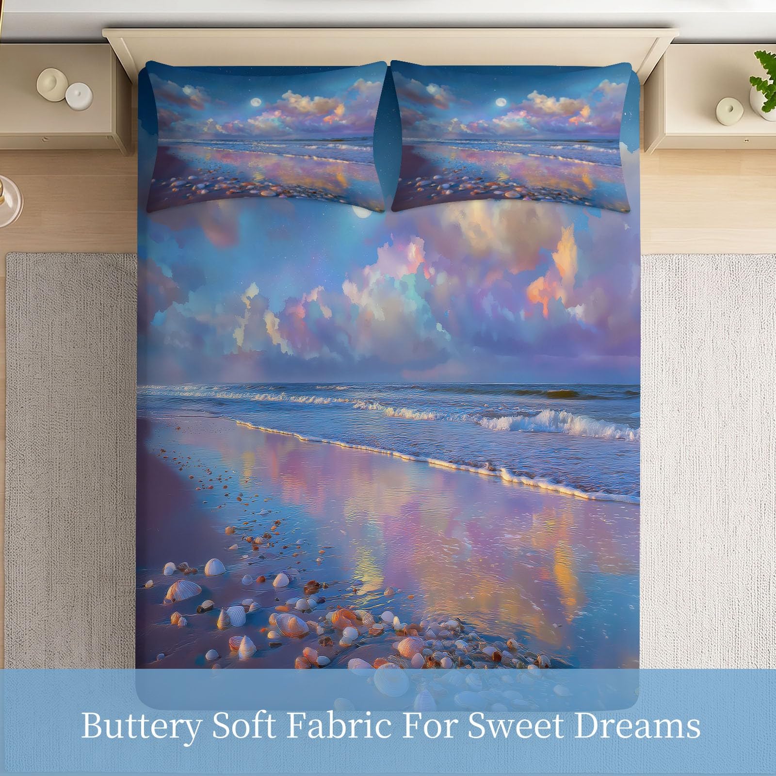 Prześcieradło z gumką na łóżko King Dreamy Beach 150 x 200 cm