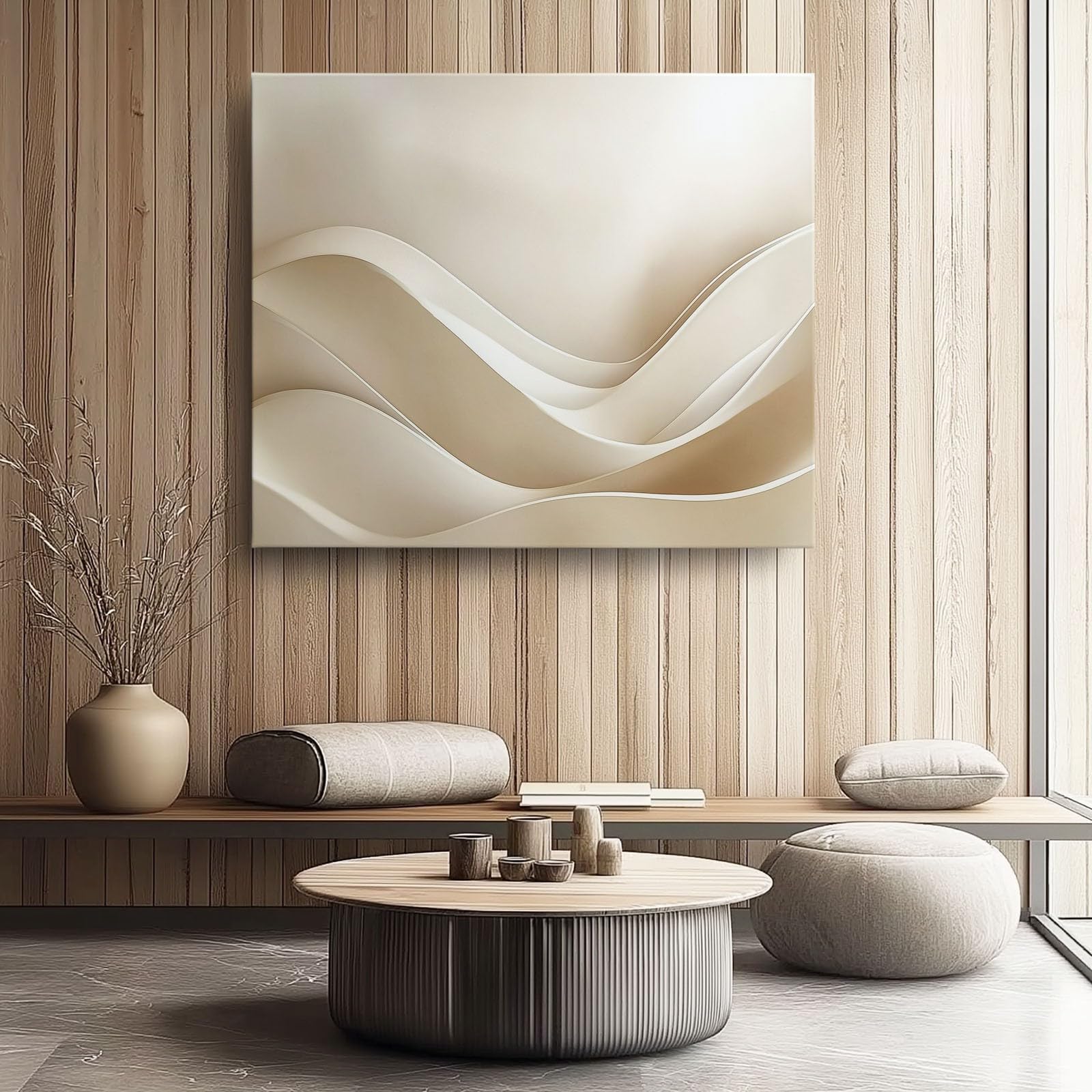 Cuadro sobre Lienzo 150 x 50 cm (Sin marco), Cuadros Lienzos Rayas Simples Y Onduladas Para Salón Dormitorio Comedor Oficina, Moderno Luz Grande Decoracion
