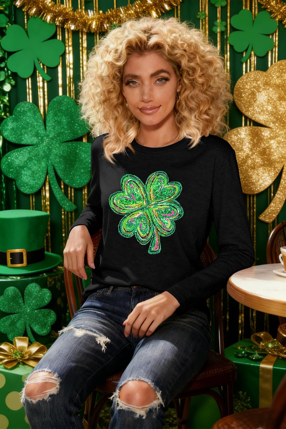 St Patricks Day Shirt Women Lucky Irish Shamrock Tshirt Saint Patricks Day Tee Tops Green Long Sleeve Shirts - Image 5