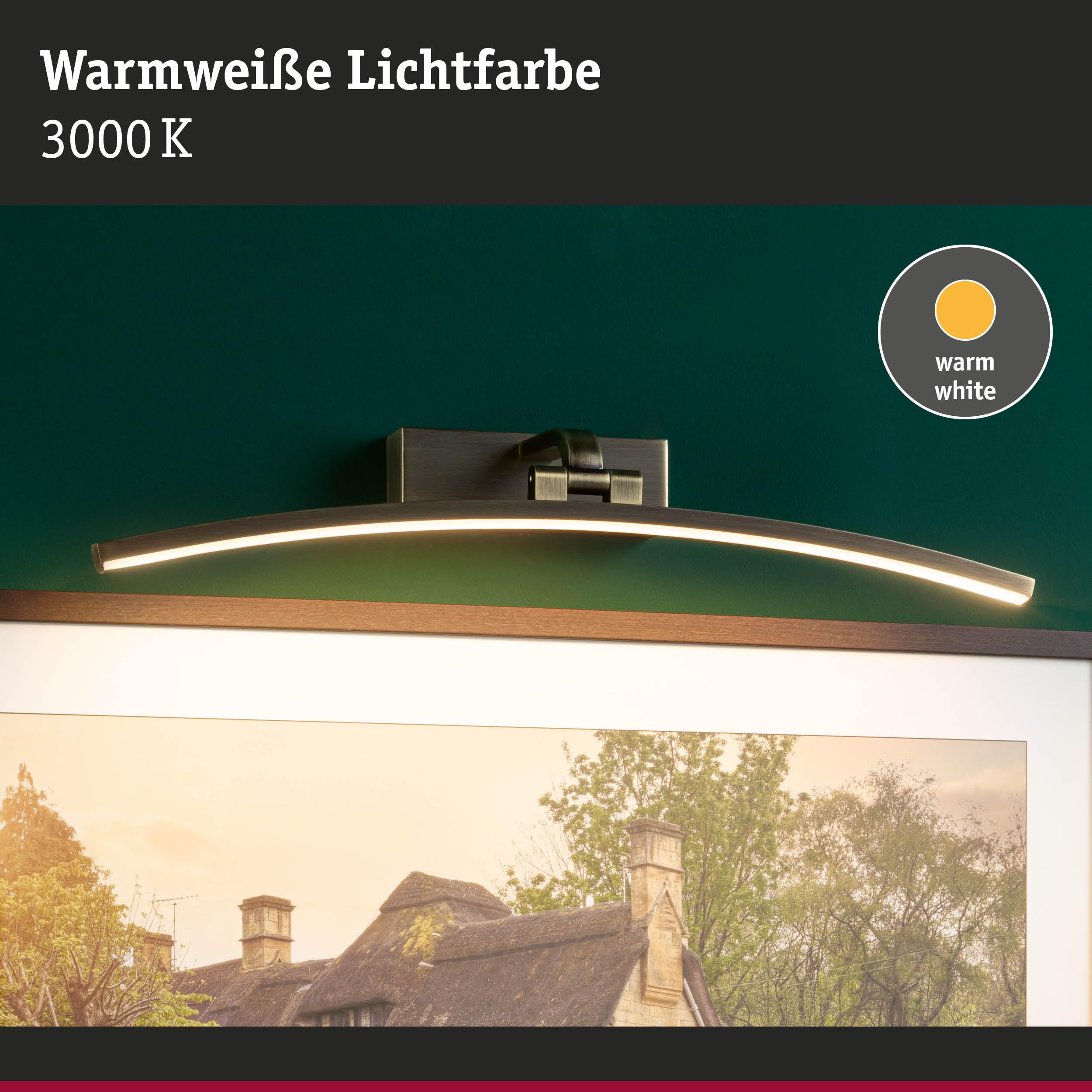 Paulmann 95561 Luminaria para cuadros LED Bento 500mm incl. 1x10W blanco cálido, latón envejecido, luz para cuadros, metal, plástico, aplique, 3000K