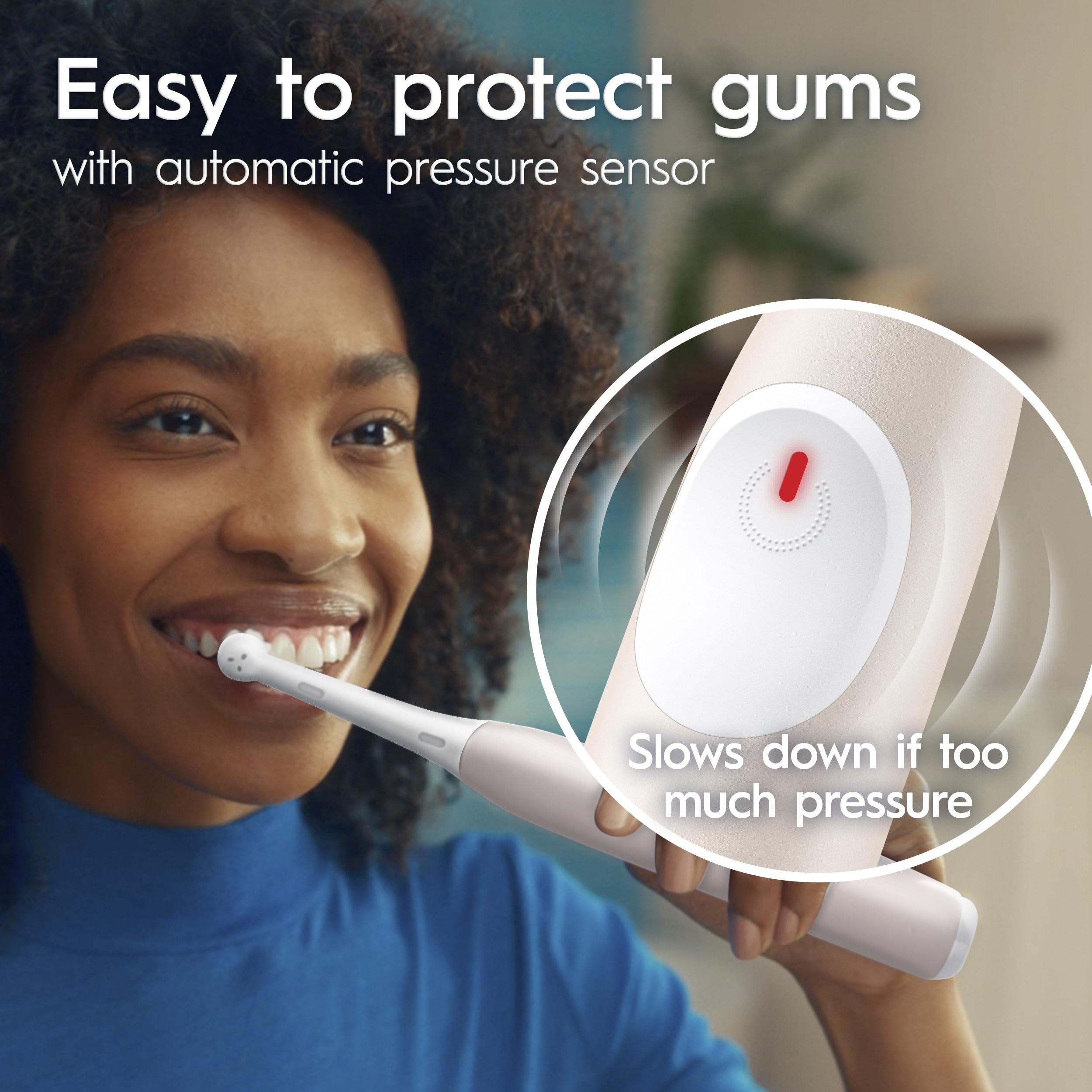 Oral-B iO Elektrische Zahnbürste, Serie 2, wiederaufladbar, Pfirsich mit 1 sanften Pflege-Bürstenkopf – automatischer Drucksensor zum Schutz des Zahnfleisches – 3 Modi – 2 Minuten Timer