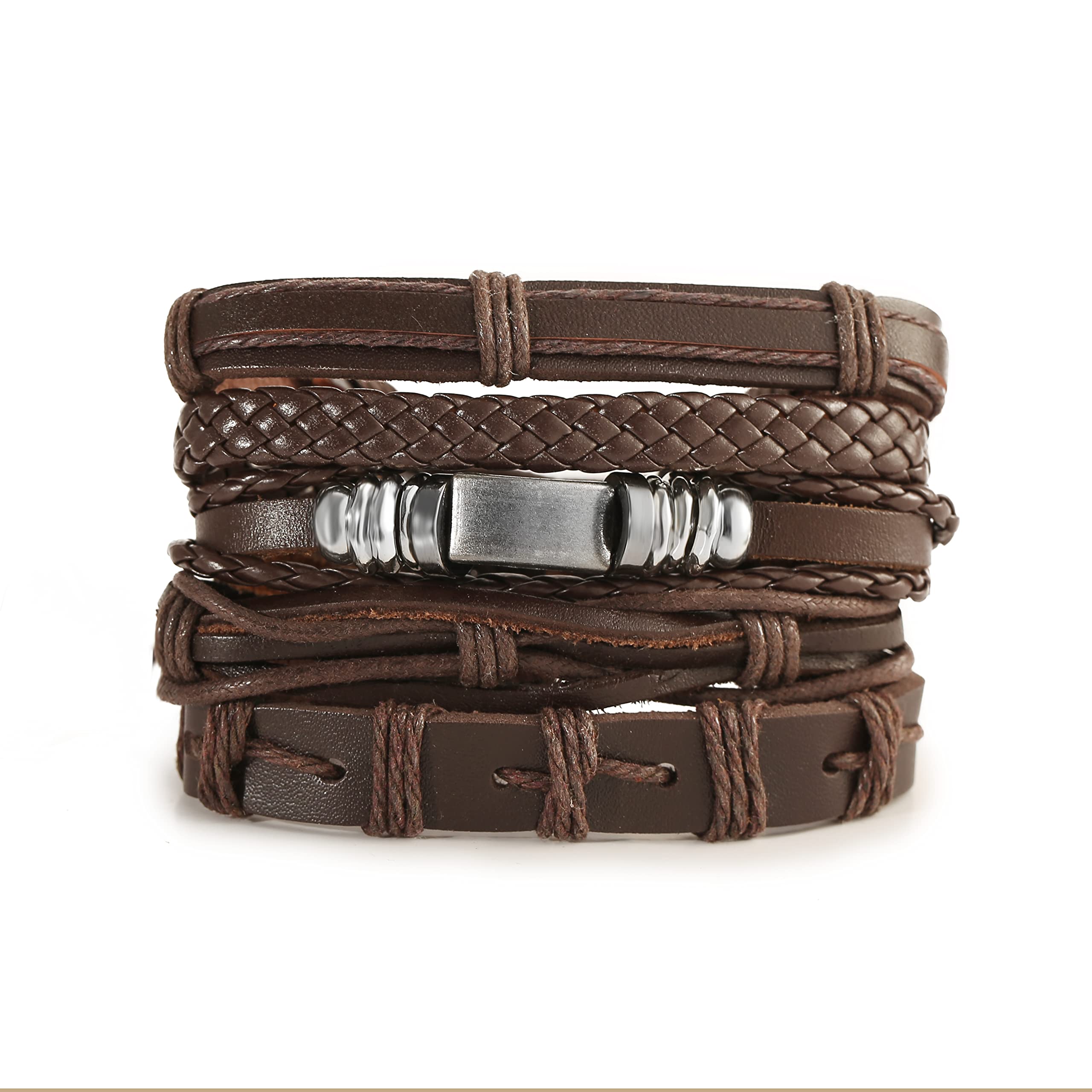 Jewels Galaxy Multi Layered Lather Bracelet for Men (CT-BNG-49087), Brown, Onesize (B09LD57XYP) Amazon Price History, Amazon Price Tracker