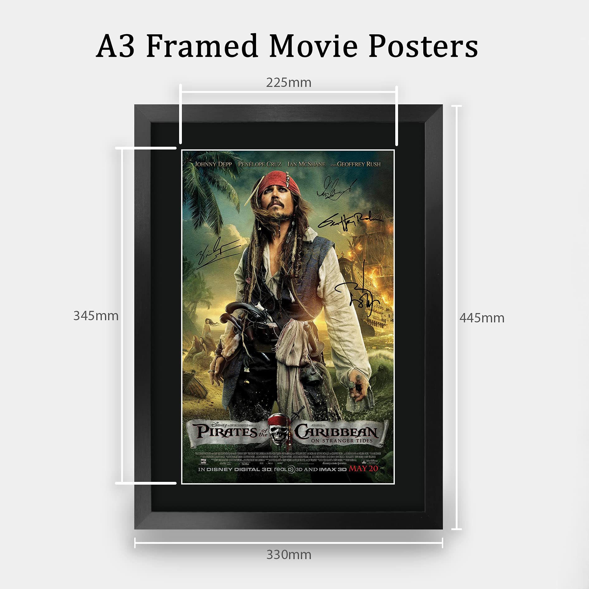 HWC Trading FR A3 Pirates of the Caribbean 4 On Stranger Tides Jonny Depp Gifts Printed Poster Signed Autograph Picture for Movie Memorabilia Fans - Image 2