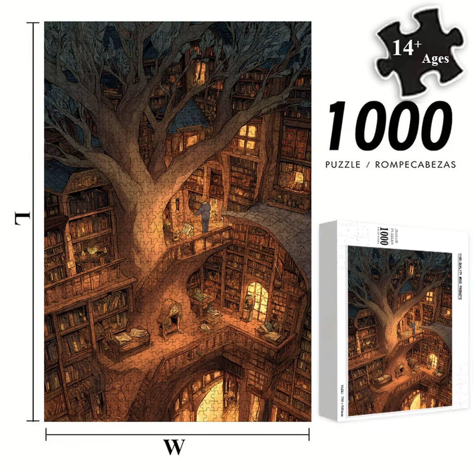 Puzzle 1500 Piezas Adultos Casa del árbol & Paisaje, Rompecabezas con Letras Traseras y Póster, Pasatiempo Antiestrés, Decoración de Pared, Regalo Decorar Mujer Hombre 87 x 57 cm (14 Años +) P3#785