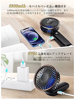 Amazon | 【2023年最新型】 ハンディファン 手持ち扇風機 静音
