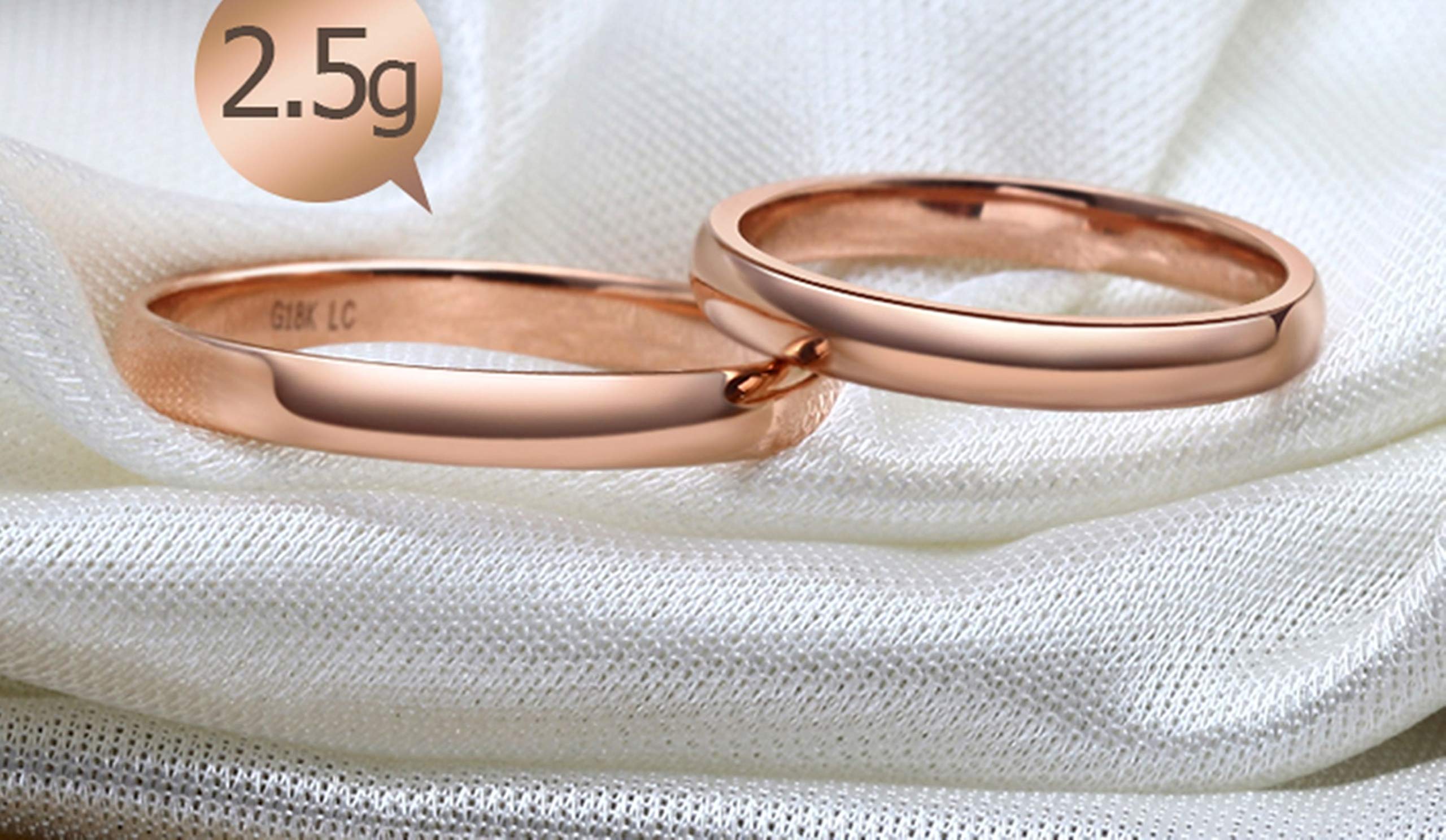 KnSam Bague Femme Fine 2.3MM Simple Classique Femme élégant, Or 18 Carats Élégance Cadeau Noël