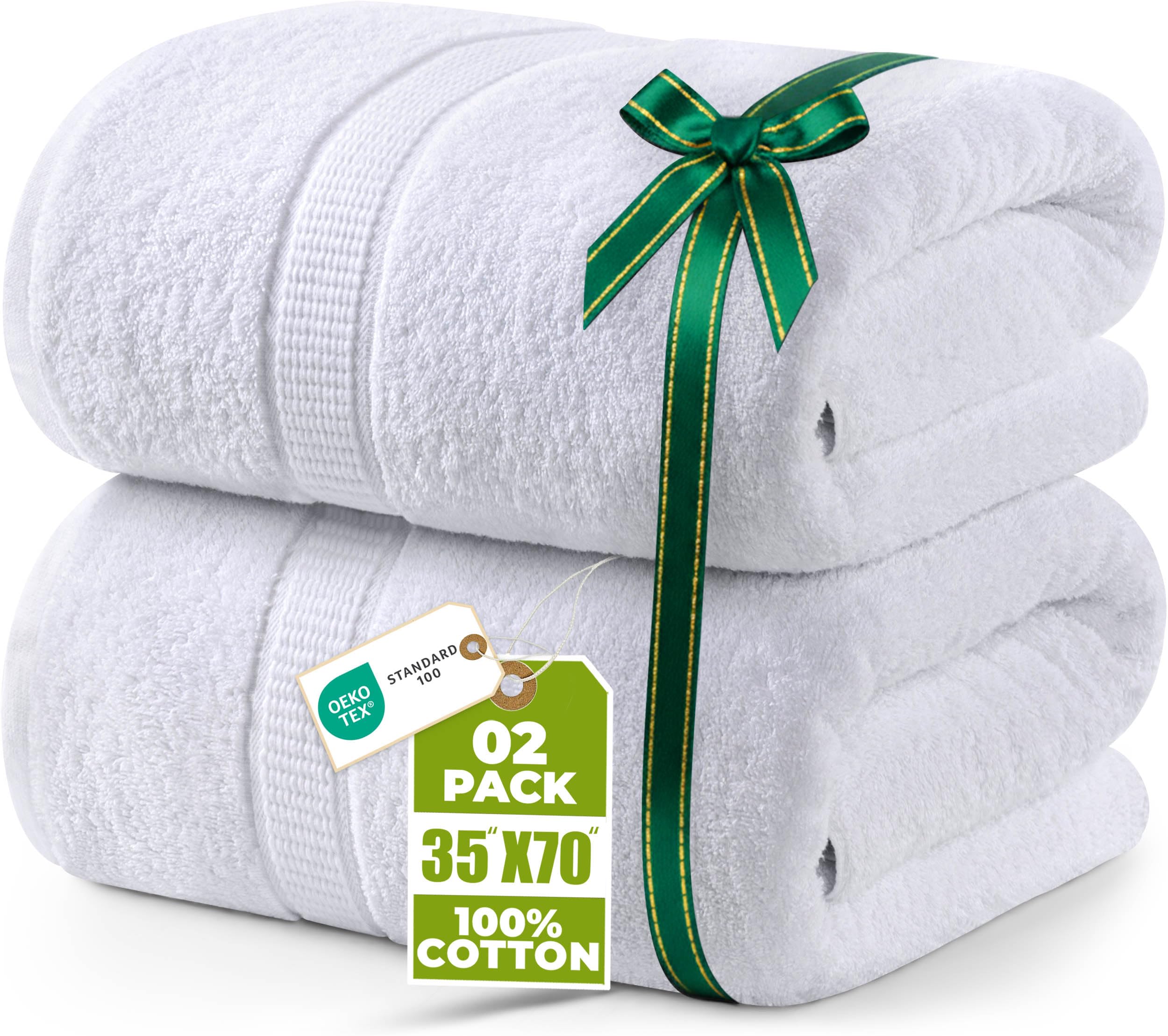 Utopia Towels - Luxurious Jumbo Bath Sheet (35 x 70 Inches, White) - 600 GSM 100% Ring Spun Cotton Highly Absorbent and Quick Dry Extra Large Bath Sheet - Super Soft Hotel Quality Towel (2-Pack)