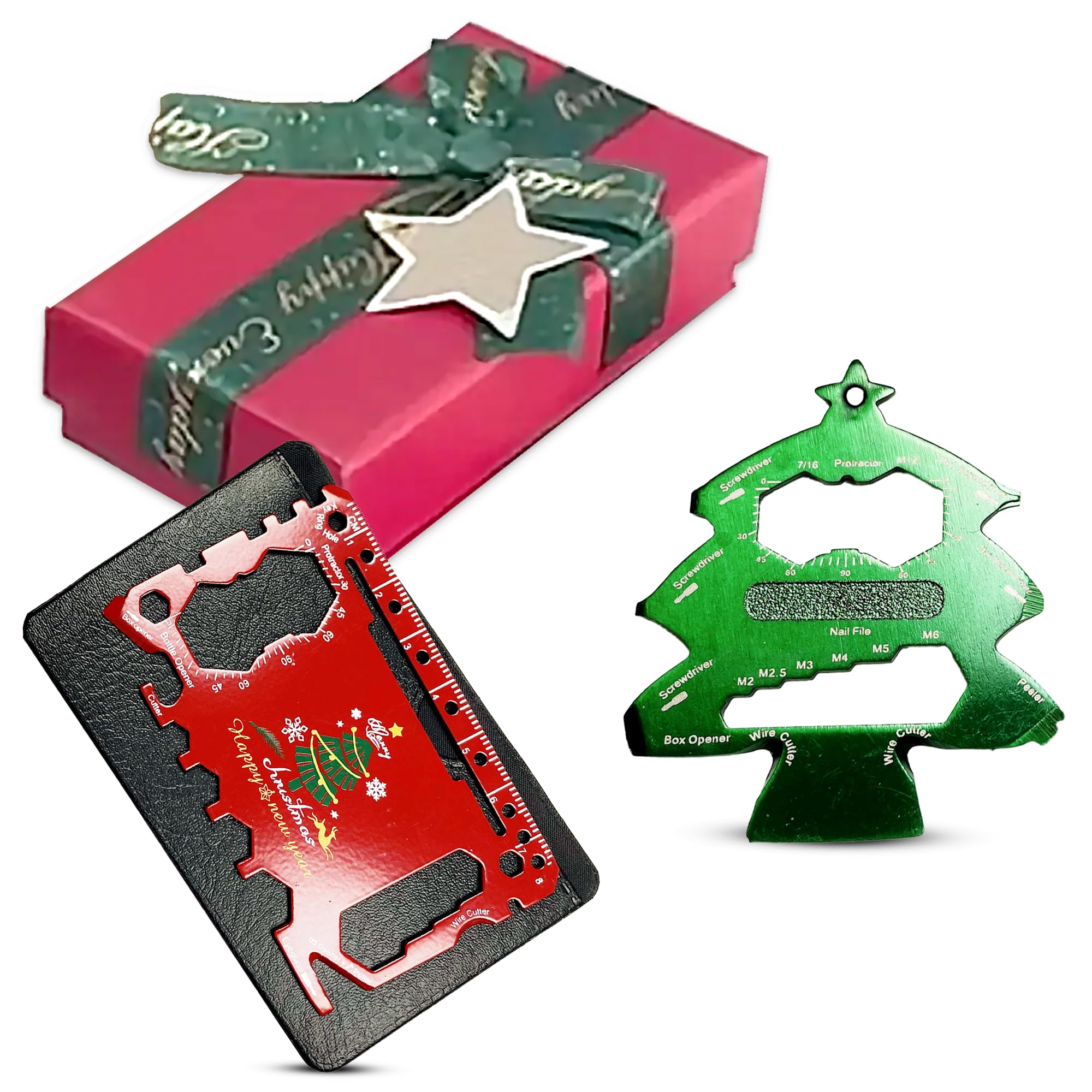 Multitool Christmas Gift Set for Men, Husband, Dad, Camping Enthusiasts & HandyMen, Multitool Card Tool & Christmas Tree Card Multifunctional