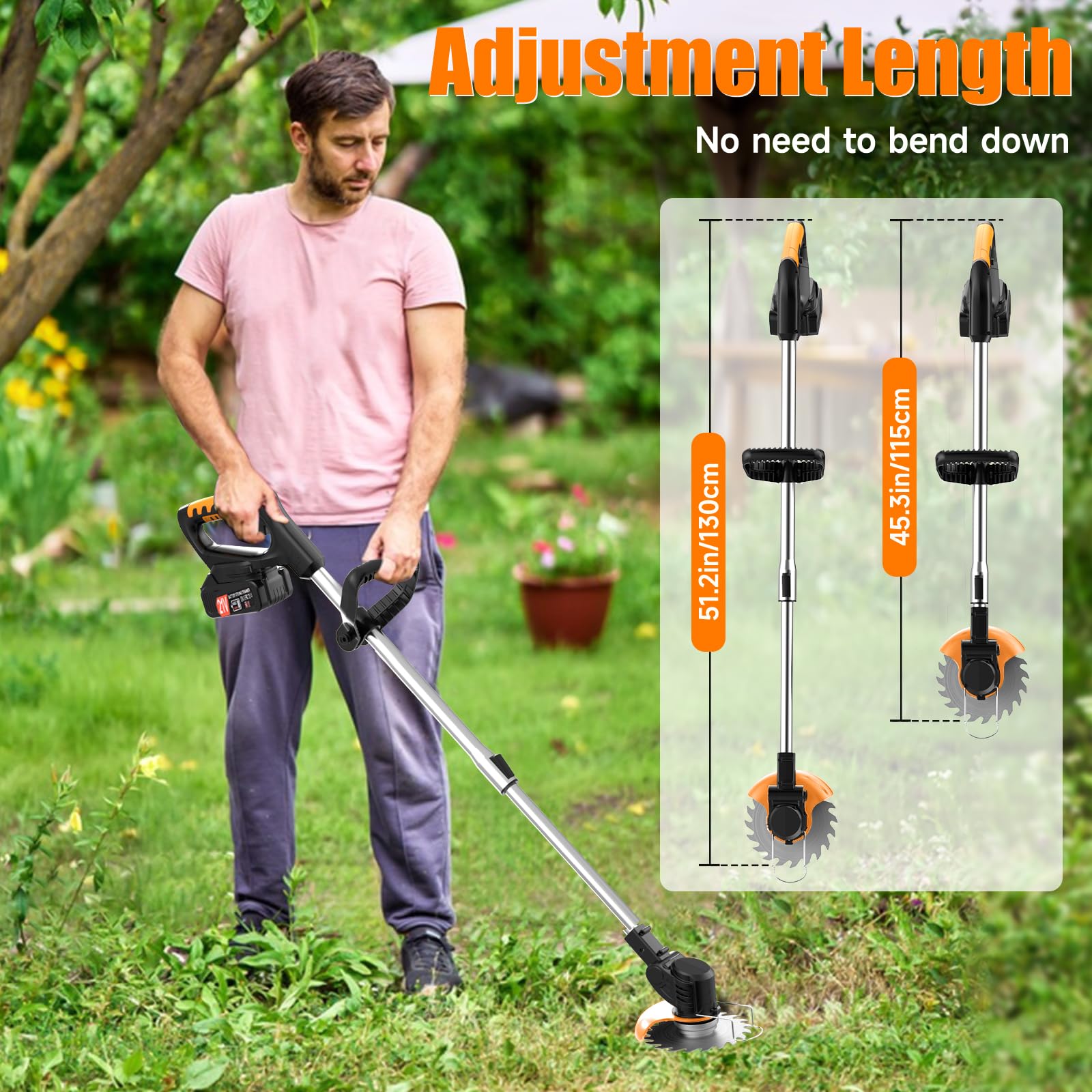 Weed Eater - Stringhe elettriche senza fili, con 2 batterie, 1 caricatore, 3 tipi di lame, alimentazione a batteria, leggera, per cortile e giardino
