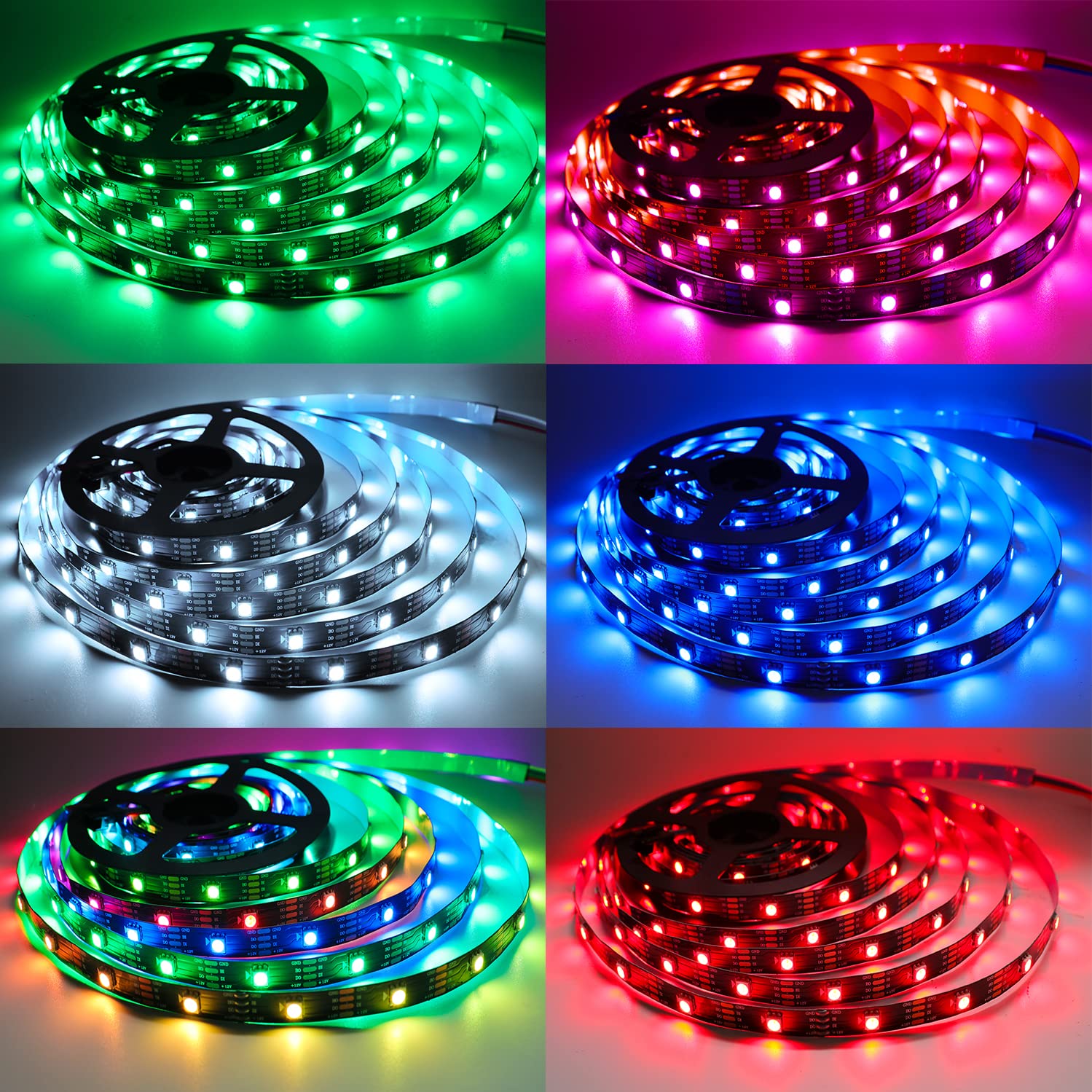 Taśma LED 12 V WS2815, 5 m, RGB, podwójny sygnał, SMD 5050, 150 diod LED, IP30, w pełni kolorowa, indywidualnie adresowalna, programowalna, listwa świetlna LED, do majsterkowania, dekoracji