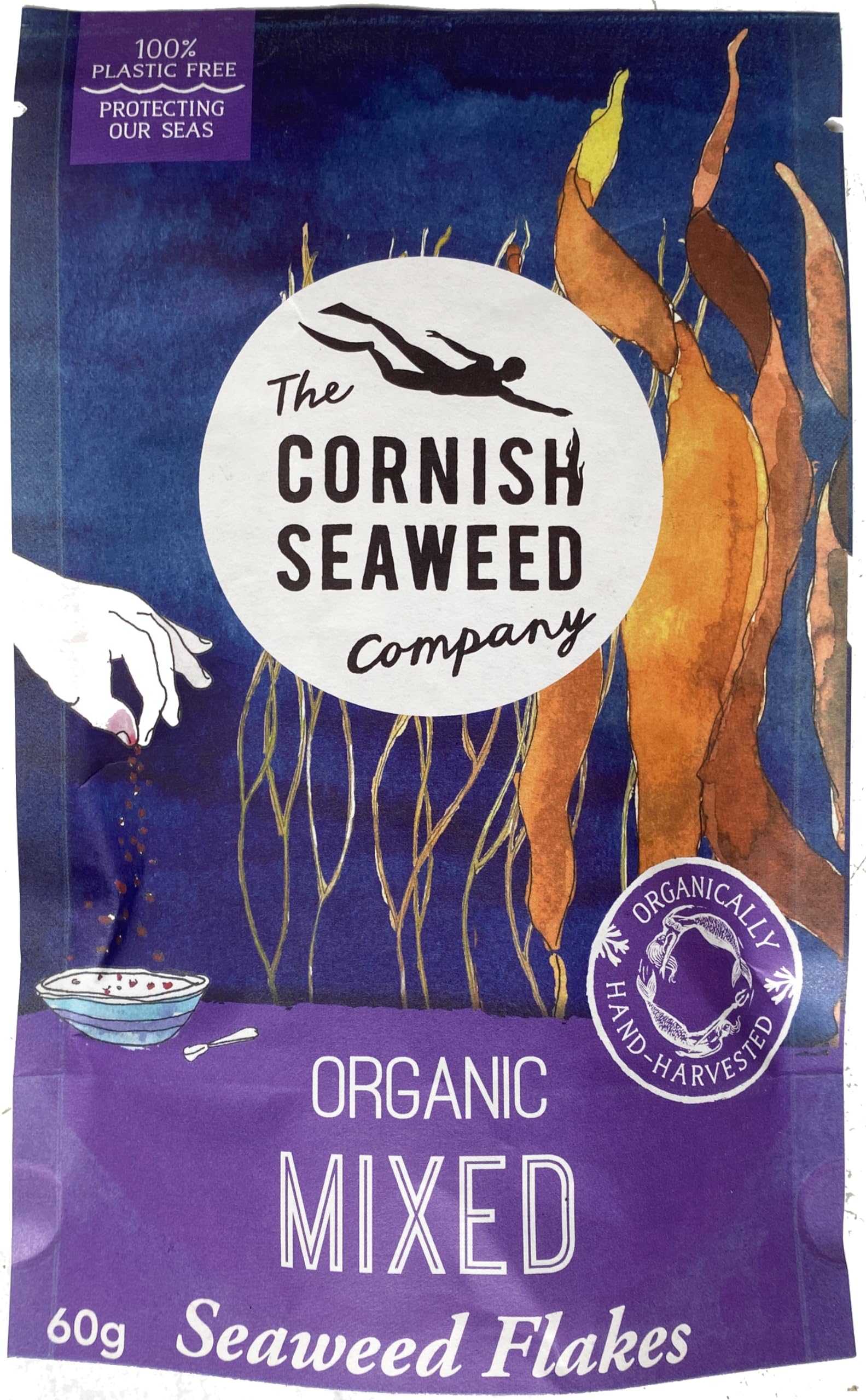 100% Organic Mixed Seaweed Flakes by The Cornish Seaweed Company | 60g Pouch | Kelp and Sea Spaghetti | 100% Organic Cornish Seaweed