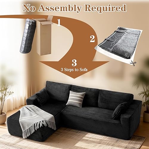 Miniatura 5 de PARKOL Sofá modular Cloud de 105 pulgadas con diván en forma de L, moderno sofá modular con asiento profundo, sofás tapizados para sala de estar y