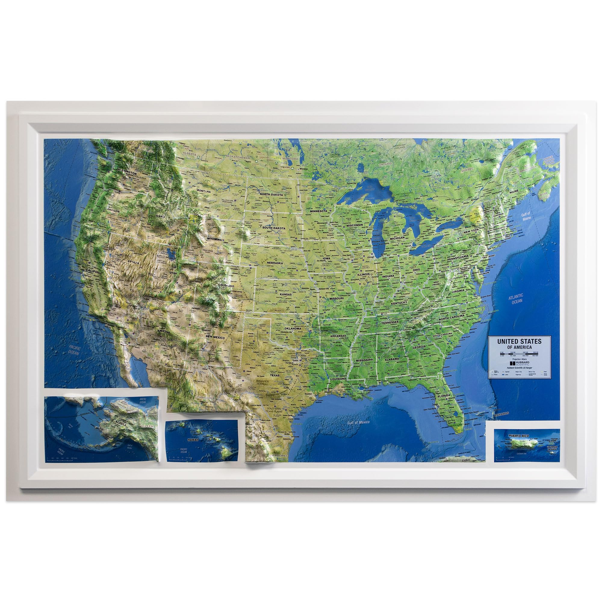 Hubbard Scientific 3D United States Ranger Map | A True Raised Relief Map - You Can Feel the Terrain | Vacuum-formed Molded | 36'' x 24'' | Detailed Topography