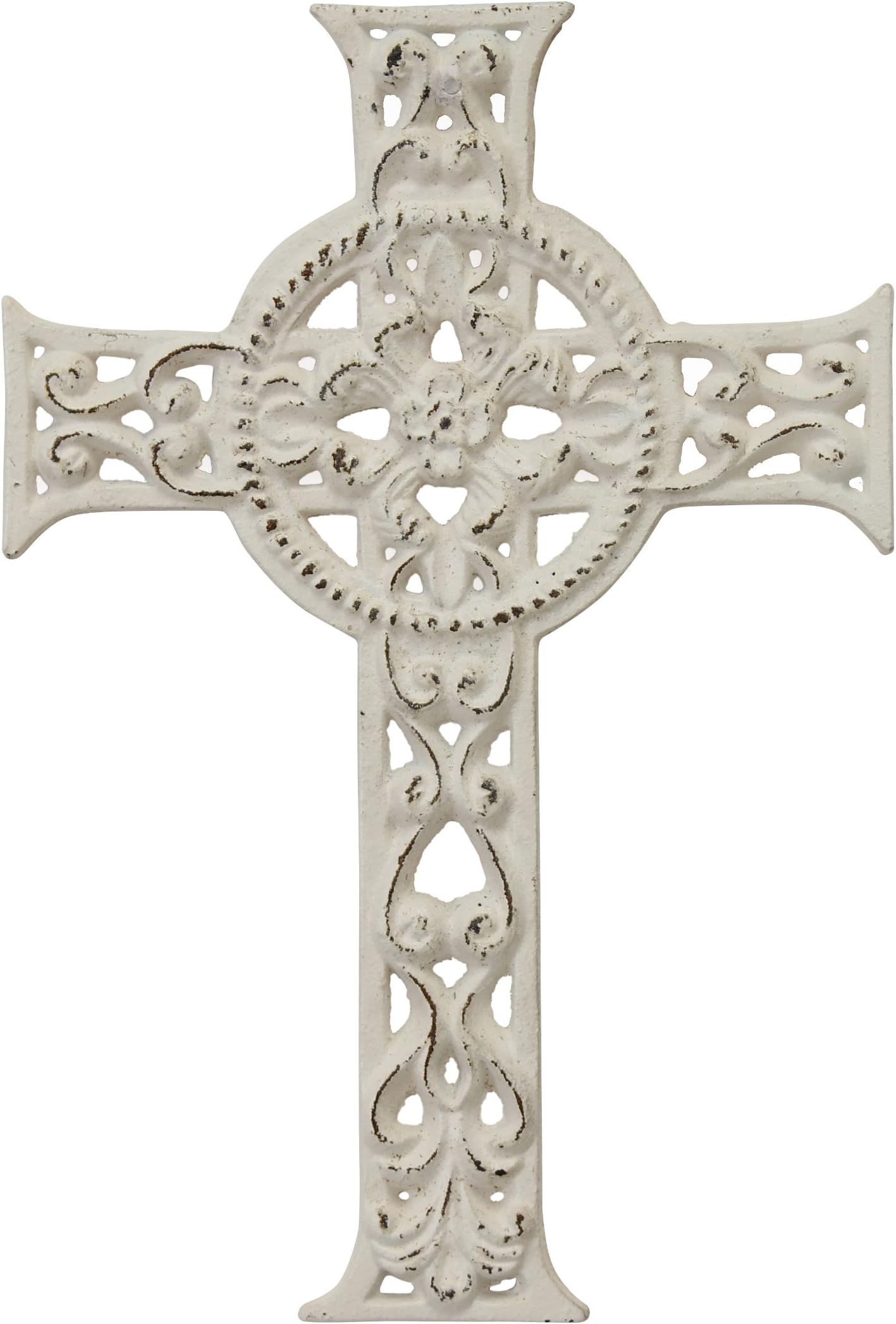 Stonebriar Accents of Faith 11.5" Worn White Cast Iron Hanging Cross
