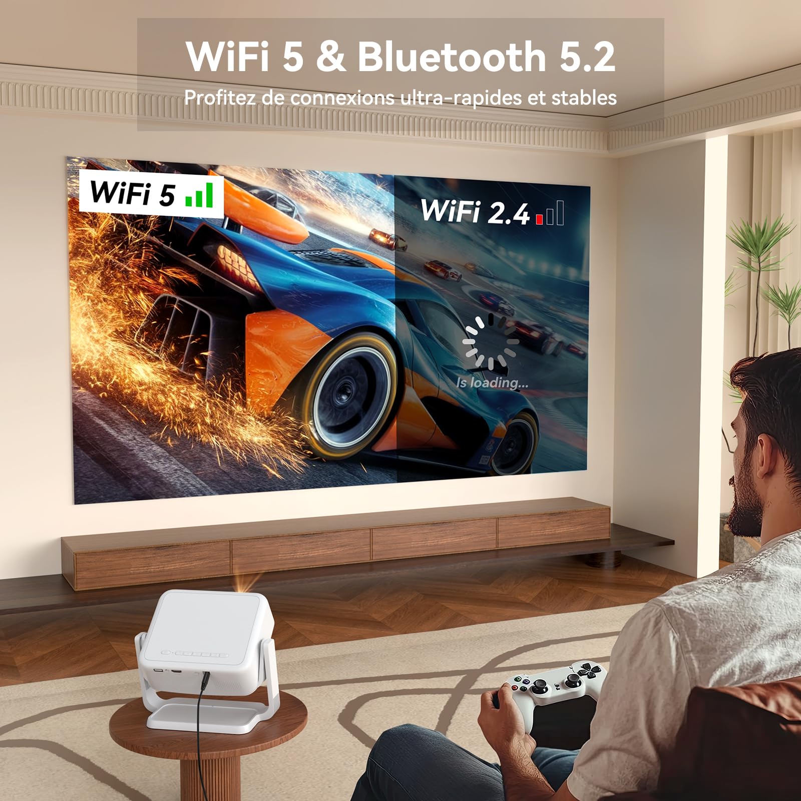 Autofocus/trapeziumcorrectie]Beamer, Full HD 1080p, 9800 lumen, beamer, WiFi6, Bluetooth
