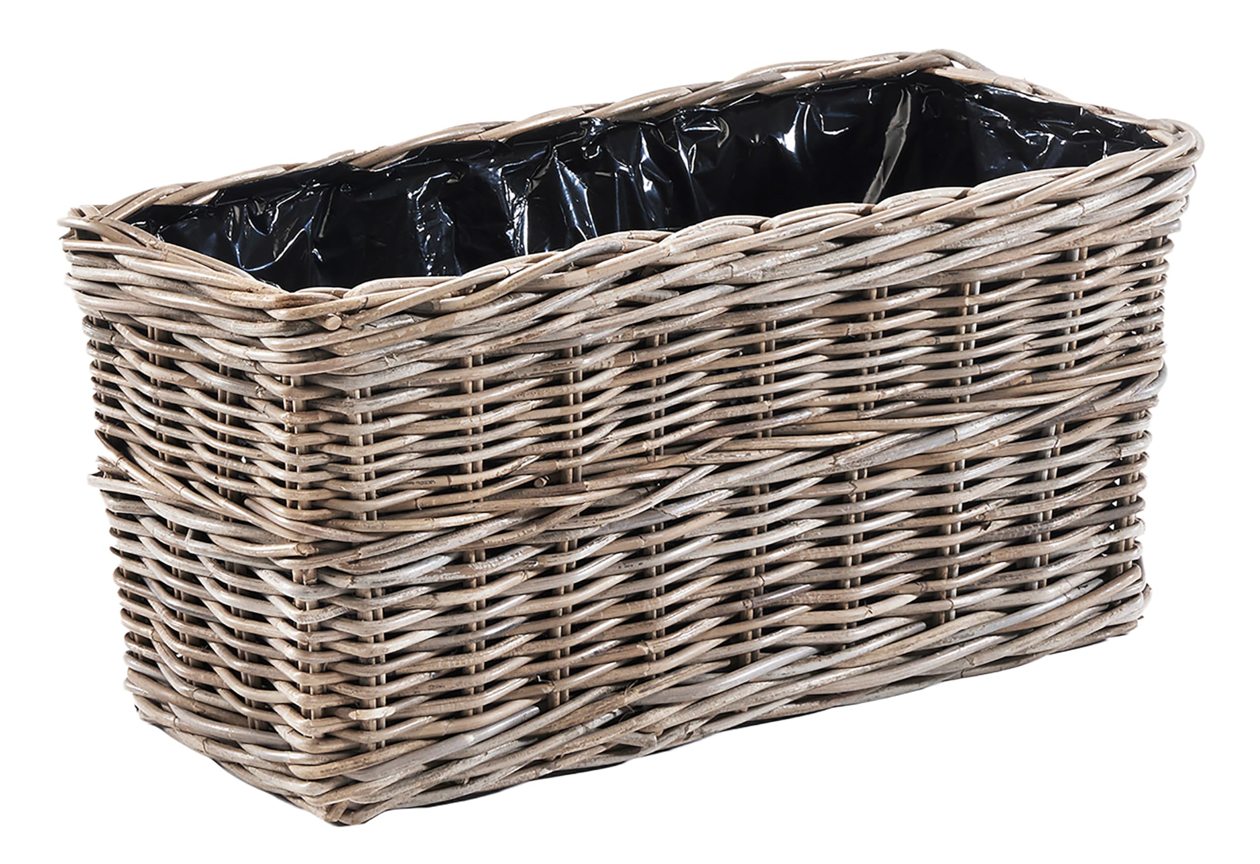 Kobolo Blumenbank Lauro eckiger Pflanzkorb aus Rattan 62x29x29 cm Grau