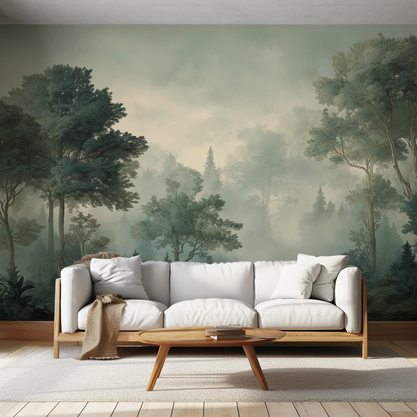 Generisch Tapete Nebelwald, Vliestapete Natur Landschaft Innen Wohnzimmer Küche Schlafzimmer Tapeten, Nebelwald Wand Deko Wandtapete 350L x 256B cm
