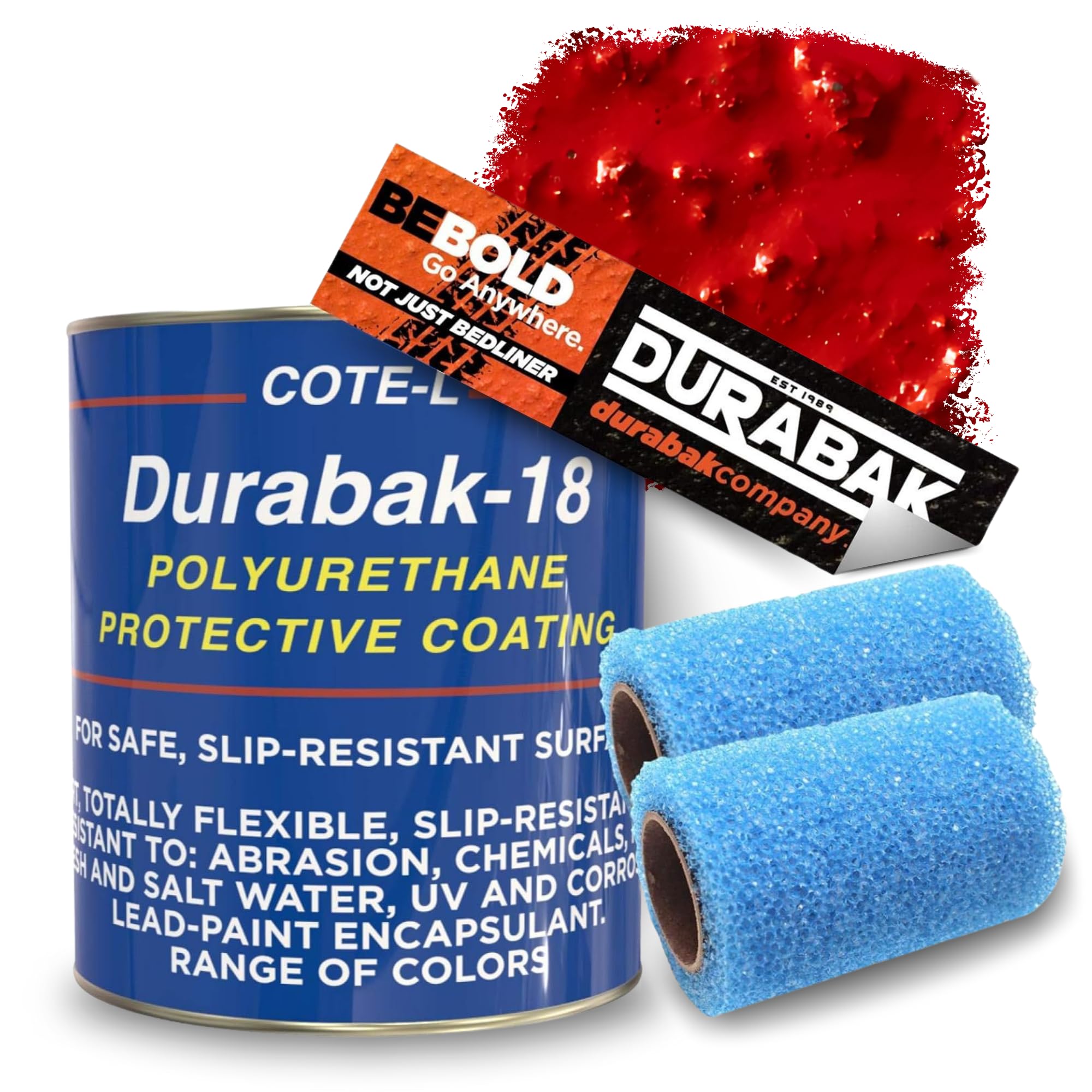 18 Textured Truck Bed Liner Gallon KIT - Roll On Coating | DIY Custom Coat for Bedliner and Undercoating, Auto Body, Automotive Rust Proofing, Boat Repair (Gallon, Bright Red)