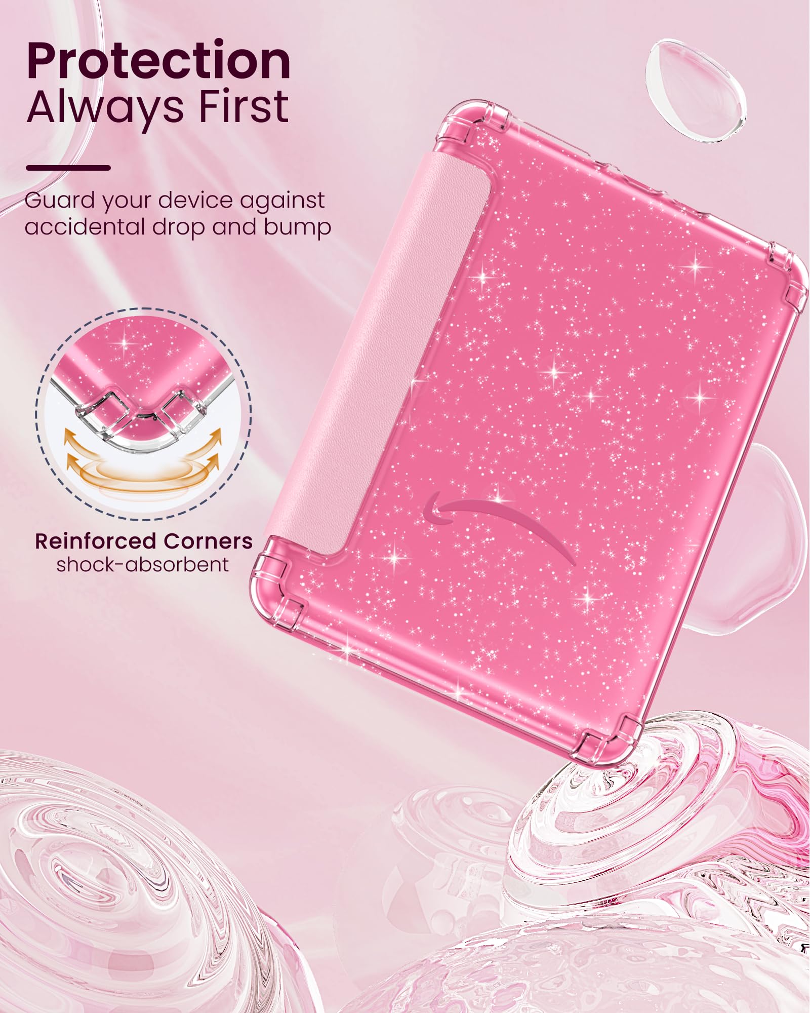 MoKo Case for 7" Kindle Paperwhite 12th Generation 2025/2024, Pink | Clear Kindle Case for Kindle Colorsoft 2024/2025, Flexible Clear Soft TPU Back Cover, Light Shell with Auto Wake/Sleep